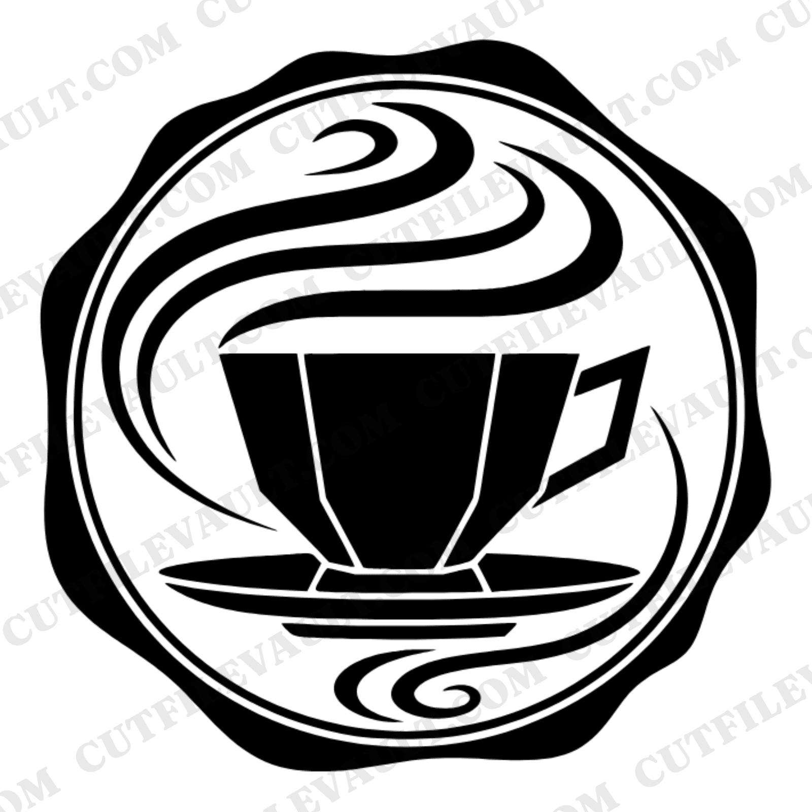 Art Deco Teacup SVG, Mother's Day Wax Seal PNG, Geometric Tea Cup Cut File, Vinyl Decal Design
