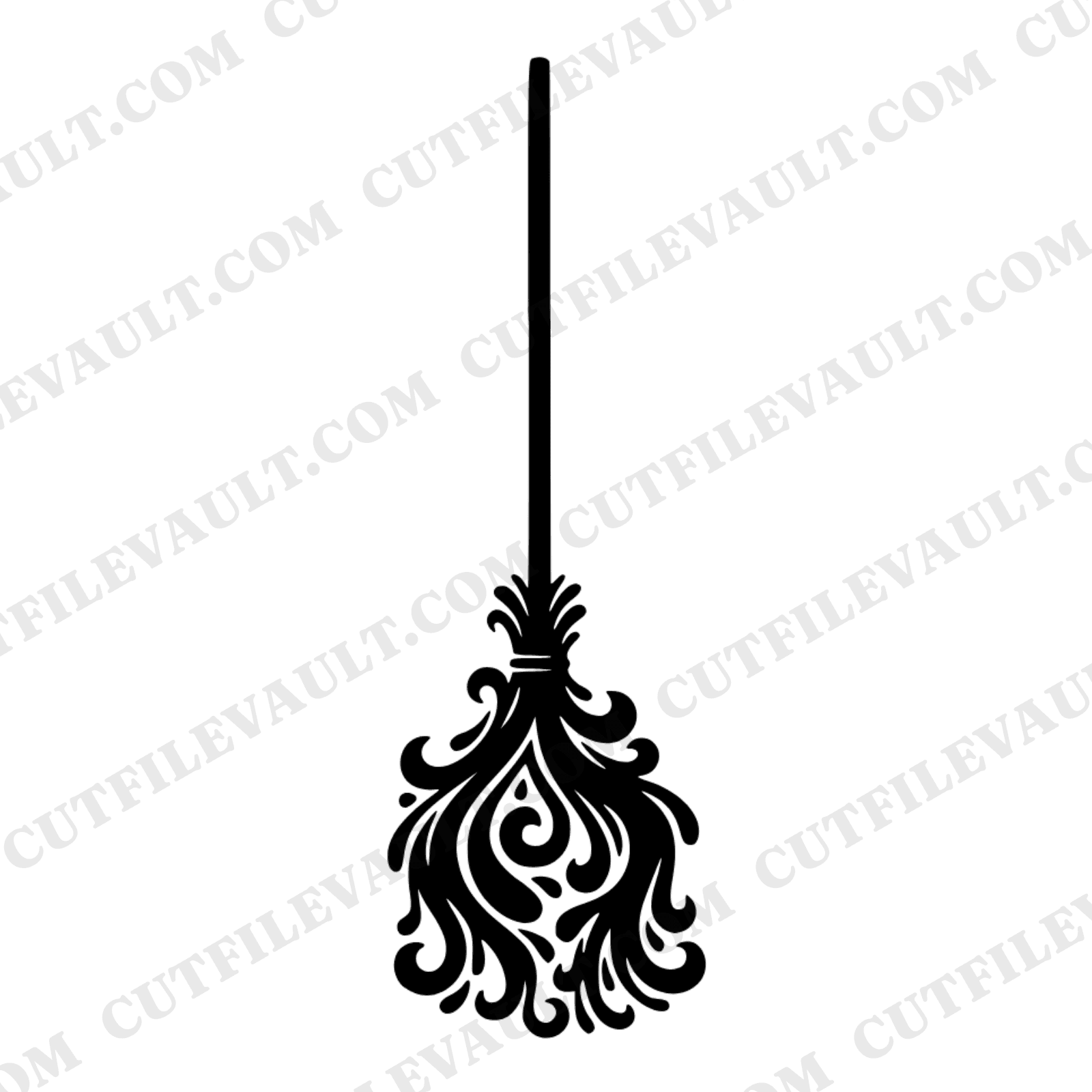 Art Nouveau Witch Broom SVG PNG, Halloween Silhouette Cut File, Elegant Witchy Decor Design