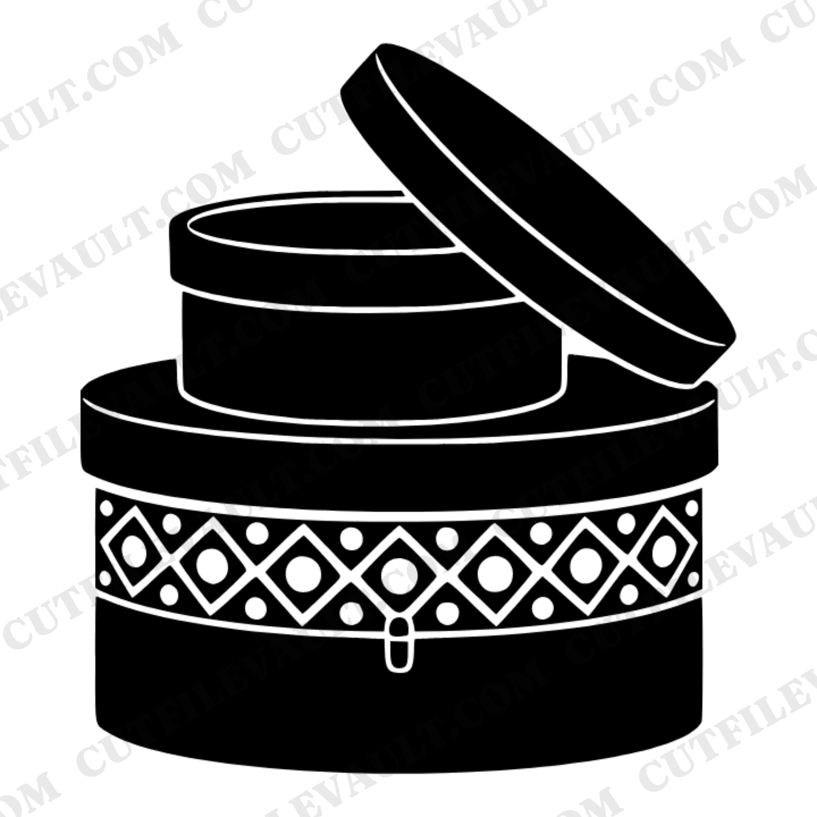 Vintage Stacked Hatboxes SVG PNG, Bridal Trousseau Cut File, Wedding Monogram Clipart Design