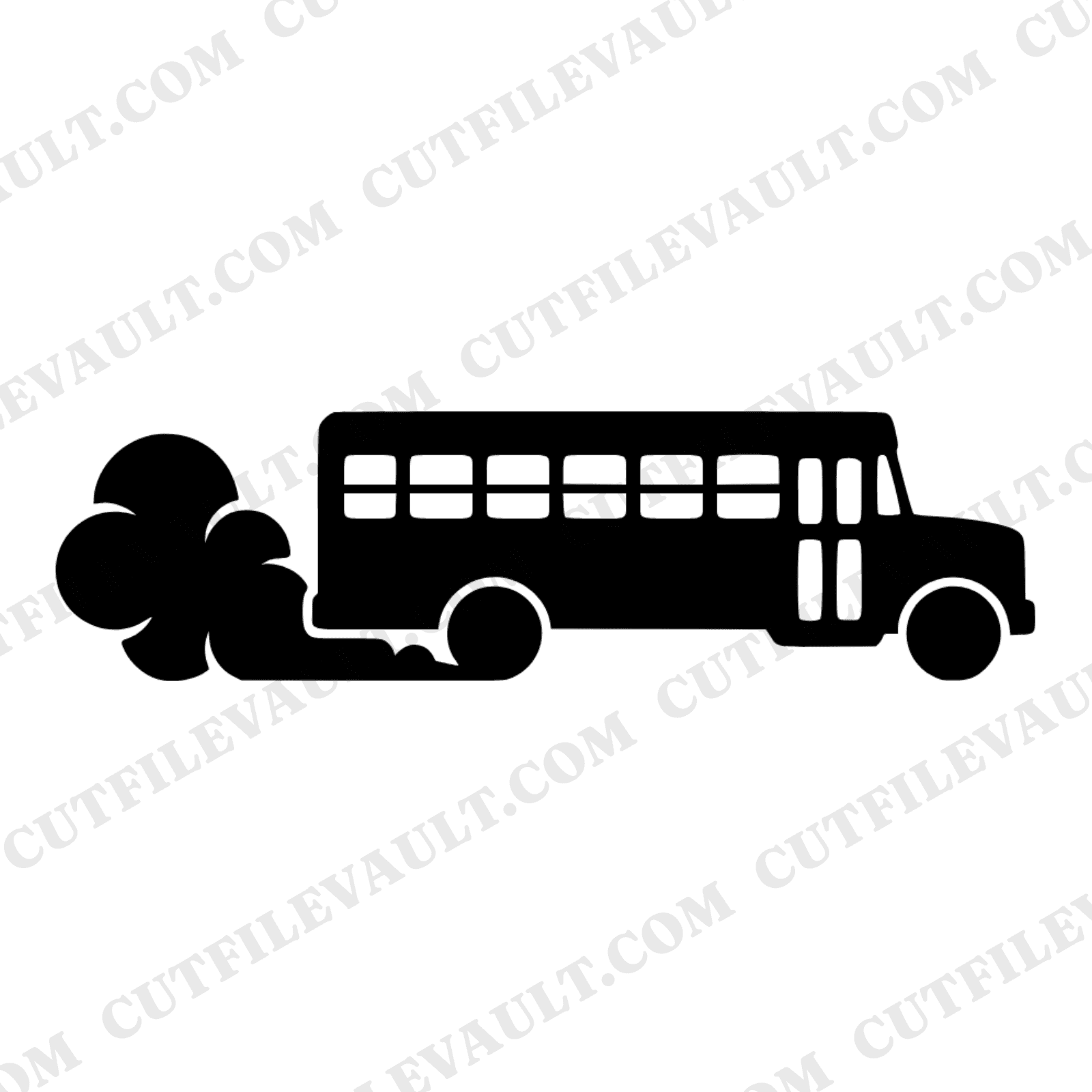 School Bus SVG, Dust Cloud Silhouette PNG, Back to School Cut File, Yellow Bus Clipart Design