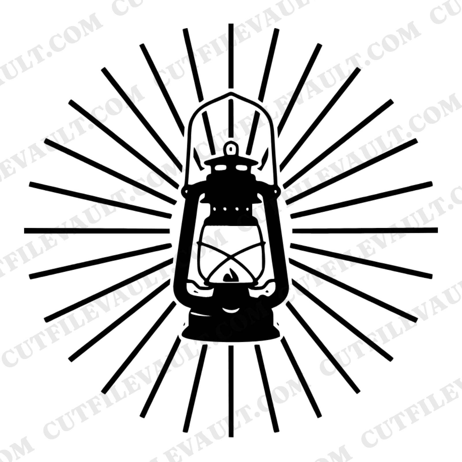 Memorial Day Camping Lantern SVG PNG, Celestial Halo Starburst, Vintage Outdoor Adventure Cut File