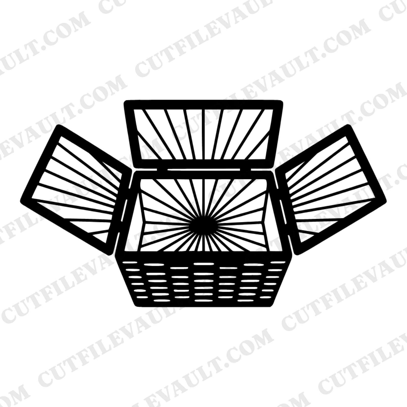 Overhead Picnic Basket SVG PNG, Mid-Century Modern Wicker Basket Cut File, Fourth of July Design