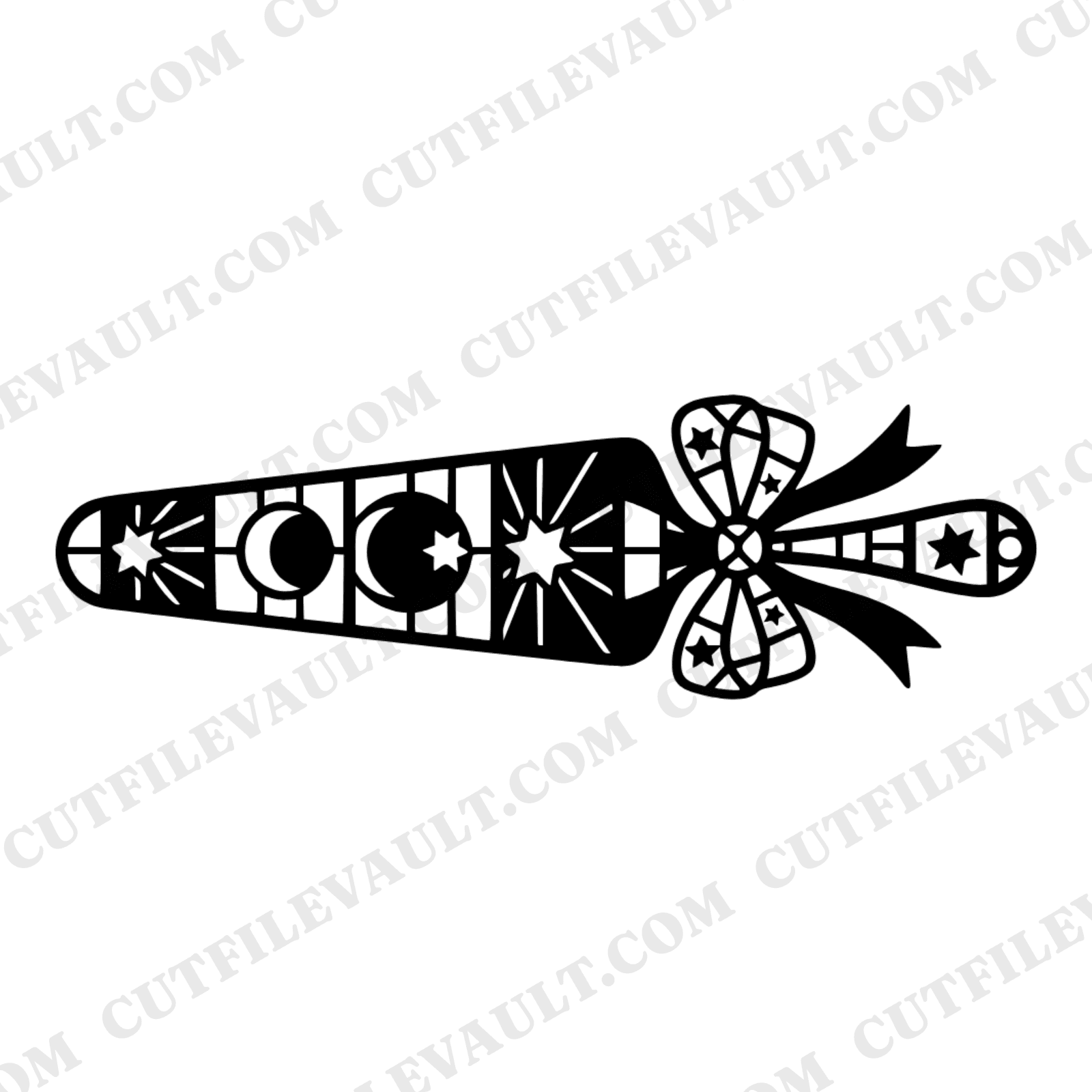 Celestial Cake Server SVG PNG, Stained Glass Wedding Cake Cutter with Bow, Mystical Bridal Clipart