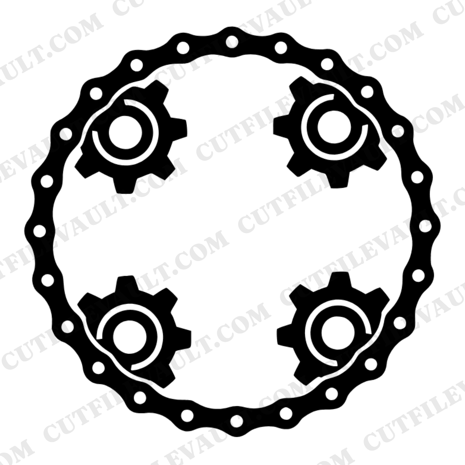 Bicycle Chain Wreath SVG PNG, Bike Sprocket Gear Circle Cut File, Cycling Decor Design