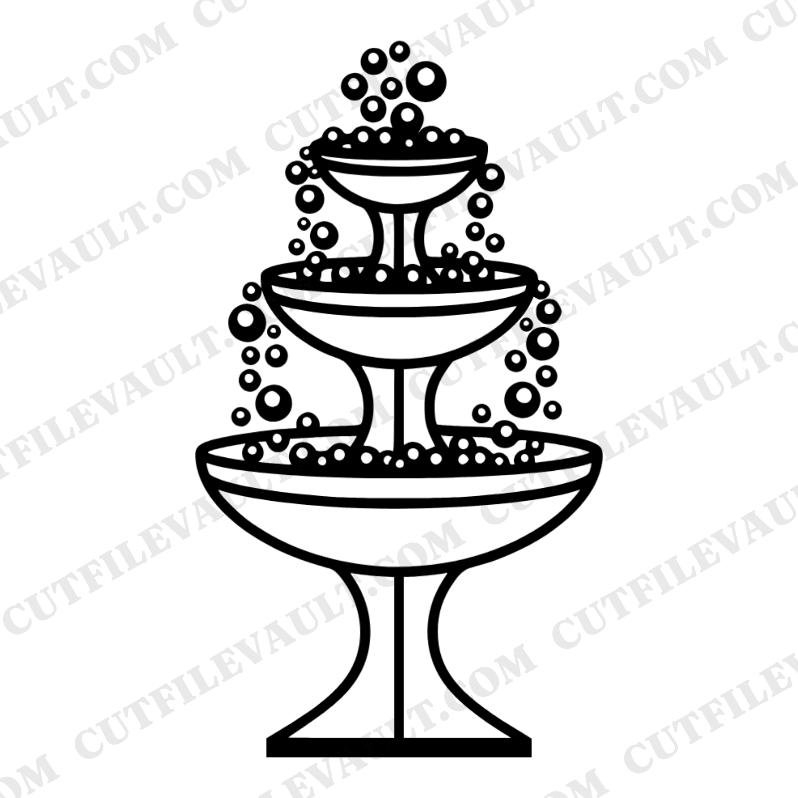 Y2K Bubble Fountain Wedding Centerpiece SVG PNG Cut File Tiered Fountain Line Art Design