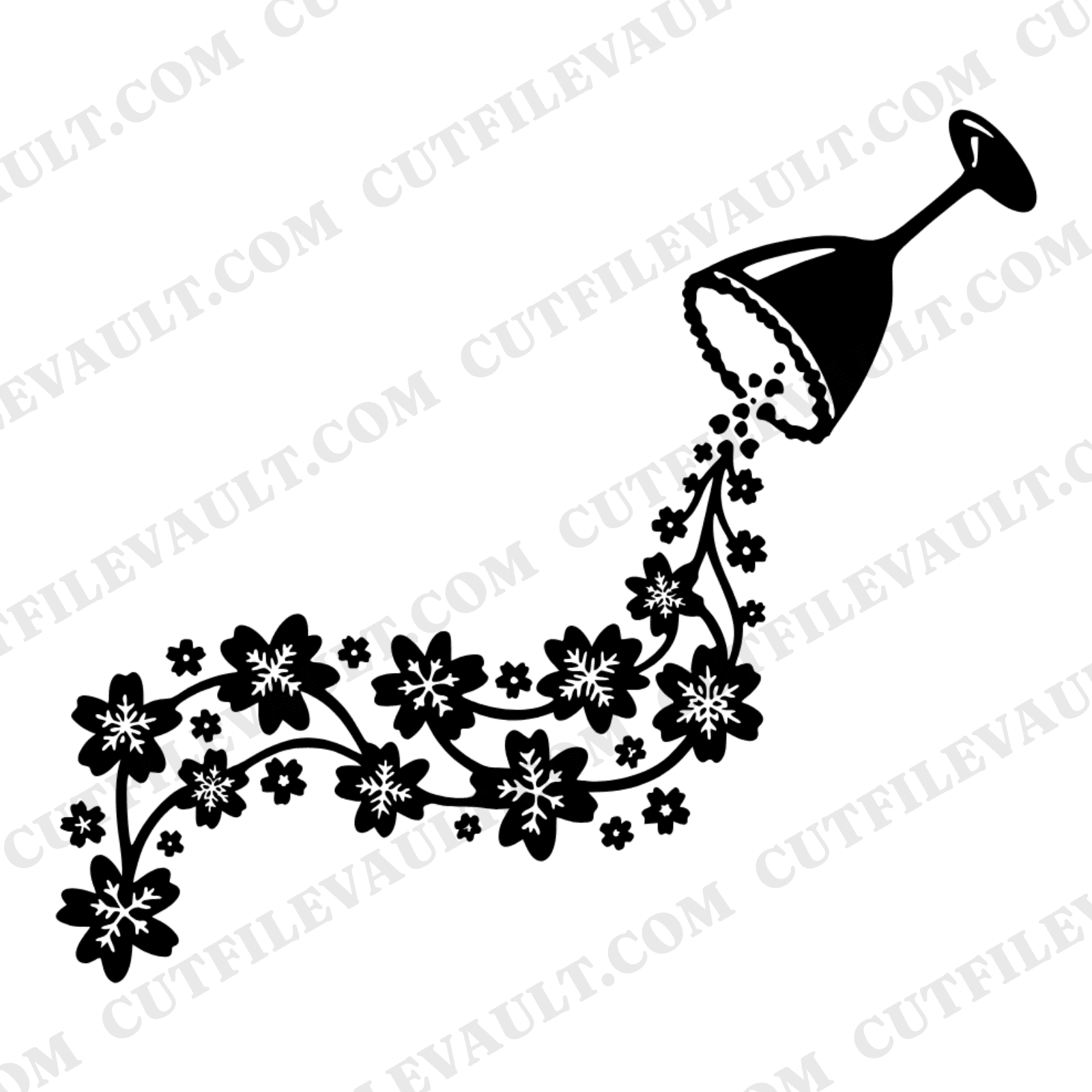 Tipped Margarita Glass SVG PNG, Floral Salt Cascade Cut File, Cinco de Mayo Party Decor Design