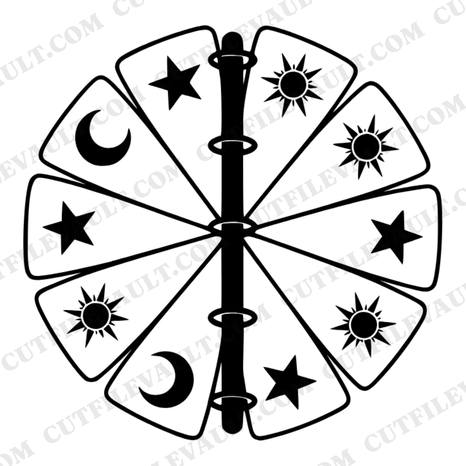 Groovy Retro Binder SVG PNG, Celestial Back to School Clipart, 70s Mystical Starburst Paper Sheets