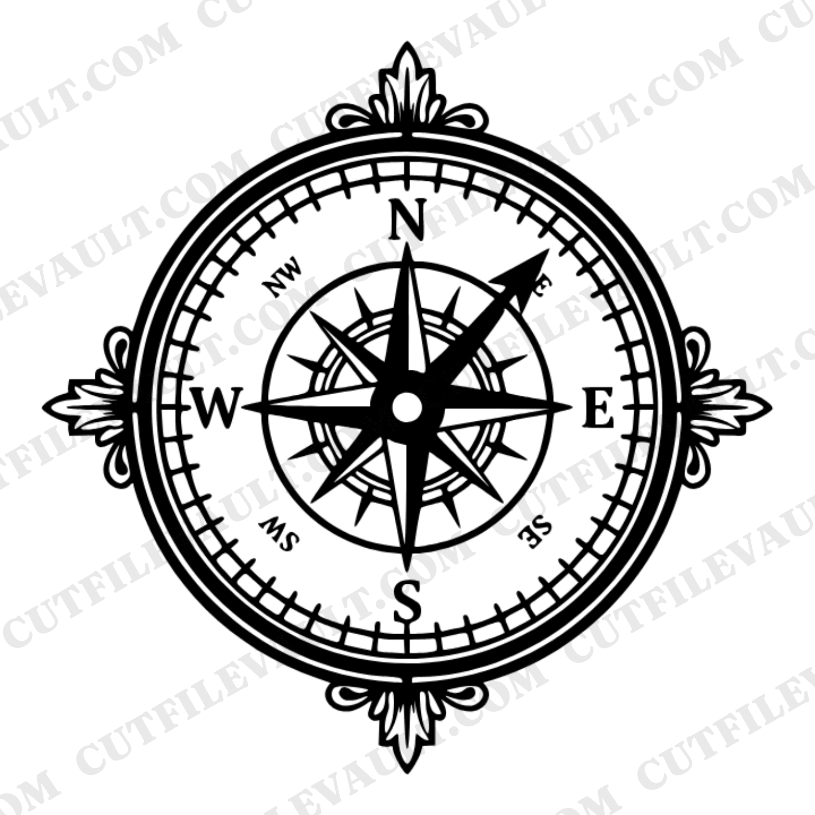Vintage Compass Rose SVG PNG Northwest Camping Silhouette Cut File for Father's Day Crafts