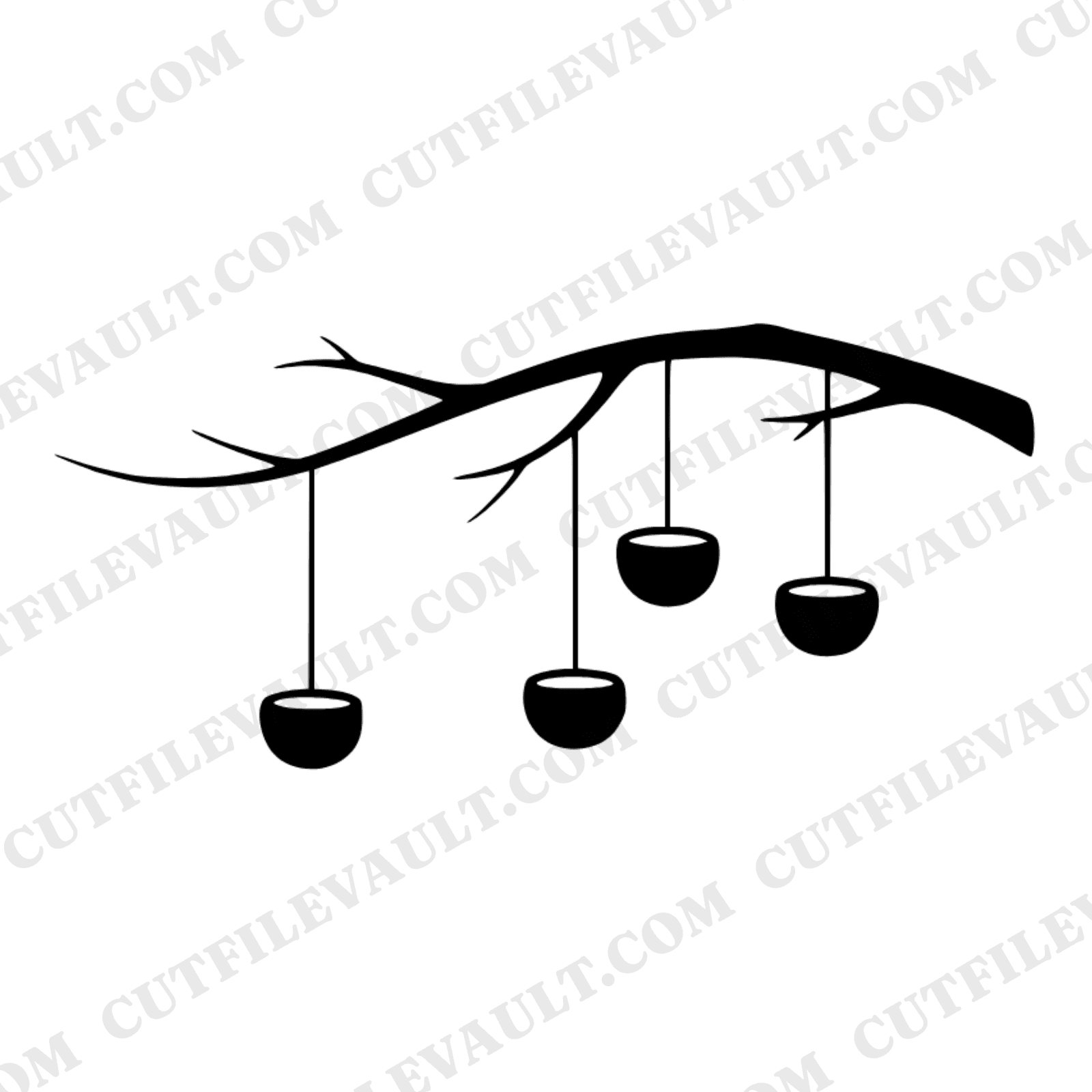 Nordic Birch Arc with Hanging Votives SVG PNG, Rustic Wedding Ceremony Decor Cut File Design