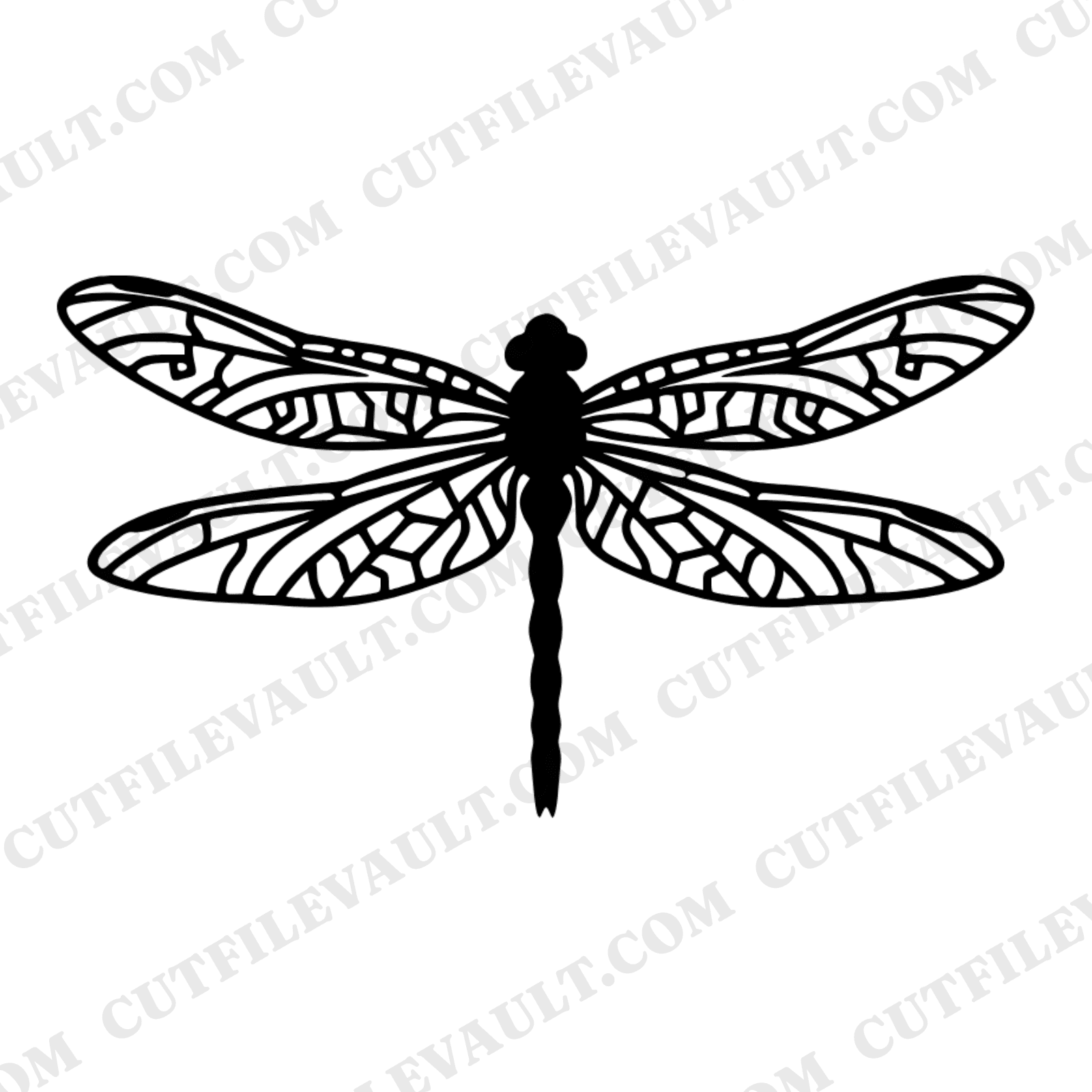 Midsummer Dragonfly SVG PNG Symmetrical Flight Silhouette Scandinavian Line Art Cut File