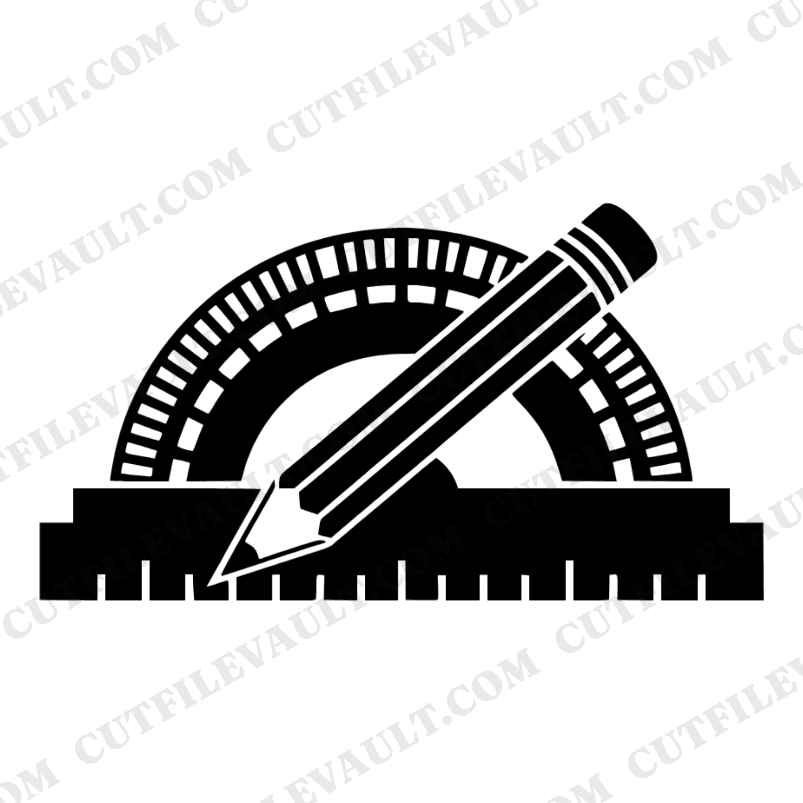 Art Deco Protractor SVG PNG, Back to School Pencil Clipart, Geometry Teacher Cut File, Math Decal