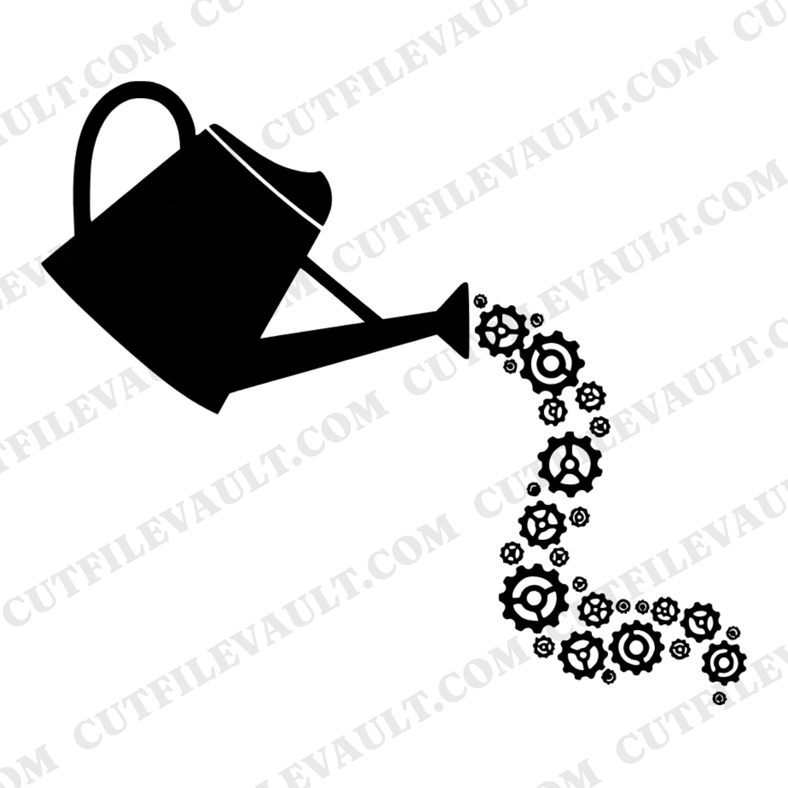 Vintage Watering Can SVG PNG, Steampunk Gear Droplets Cut File, Mother's Day Craft Design
