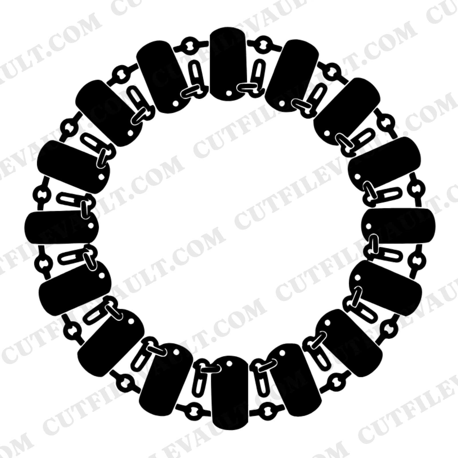 Memorial Day Dog Tag Wreath SVG PNG, Military Chain Wreath Cut File, Patriotic Vinyl Design