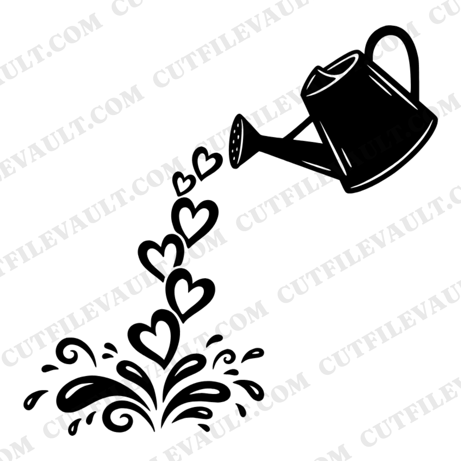 Watering Can Heart SVG PNG, Mother's Day Gardening Mom Cut File, Cottagecore Floral Doodle Design — view 1