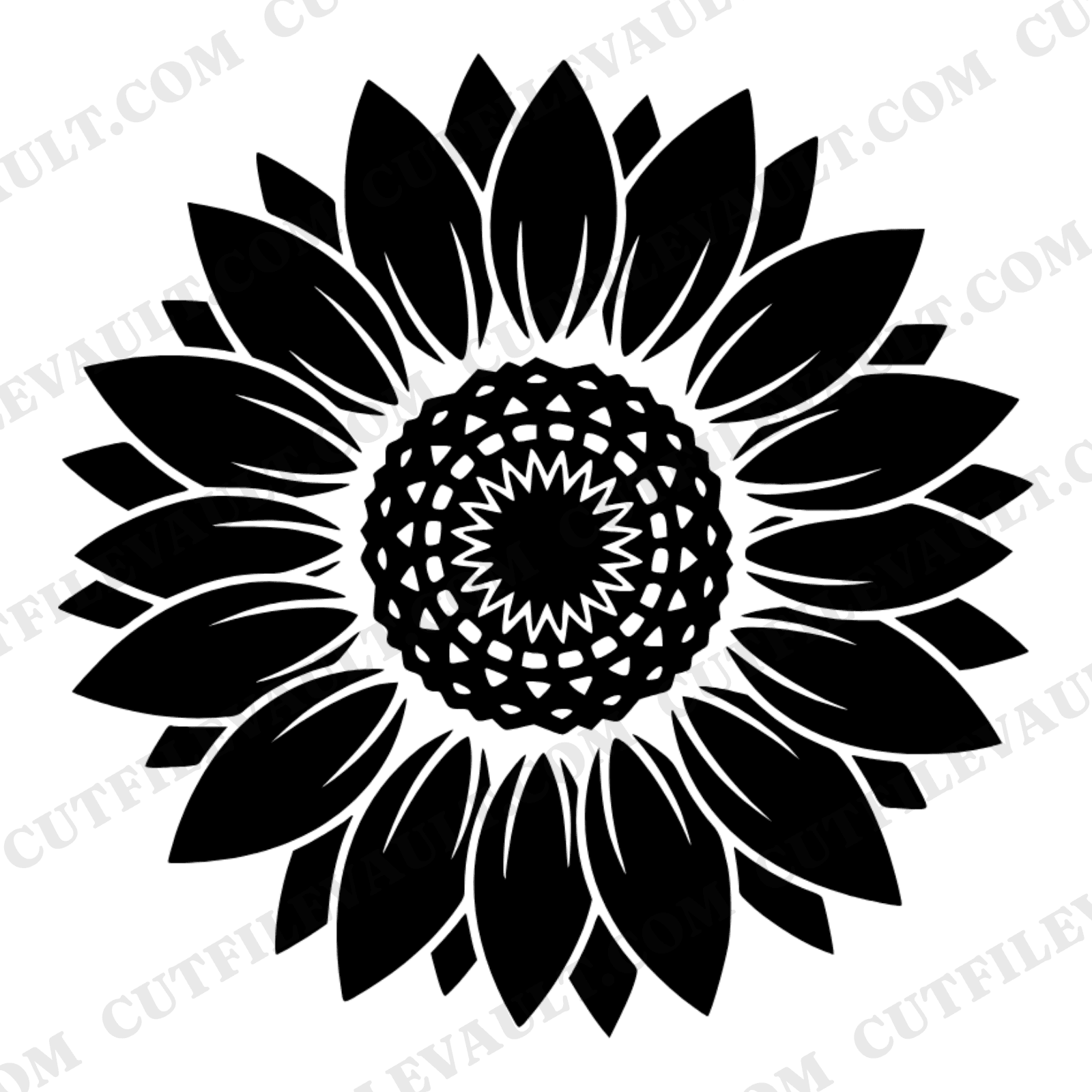 Summer Solstice Sunflower Mandala SVG PNG, Overhead View Geometric Sunflower Cut File Folk Art