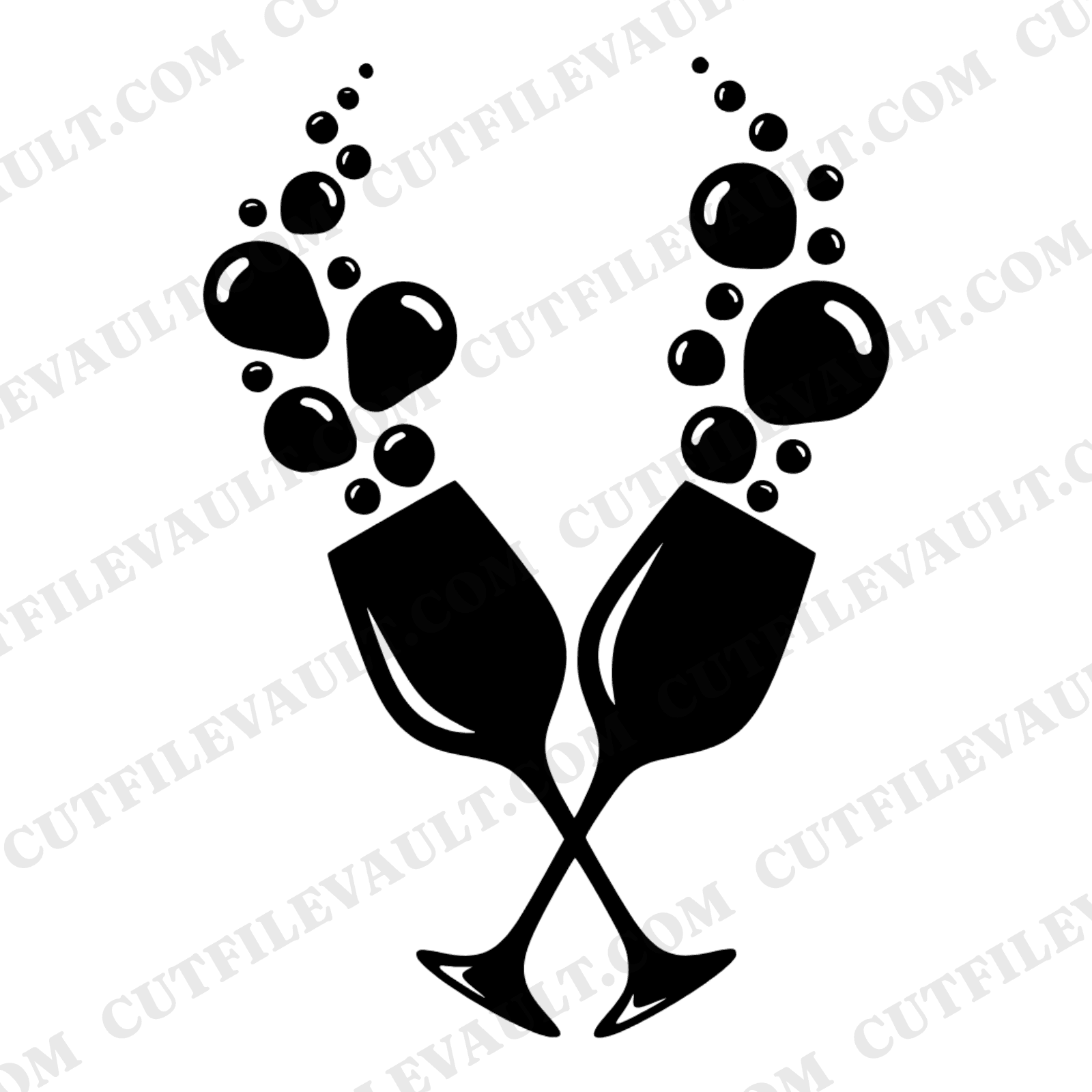Champagne Toast SVG PNG, Wedding Champagne Flutes Cut File, Boho Celebration Bubbles Design