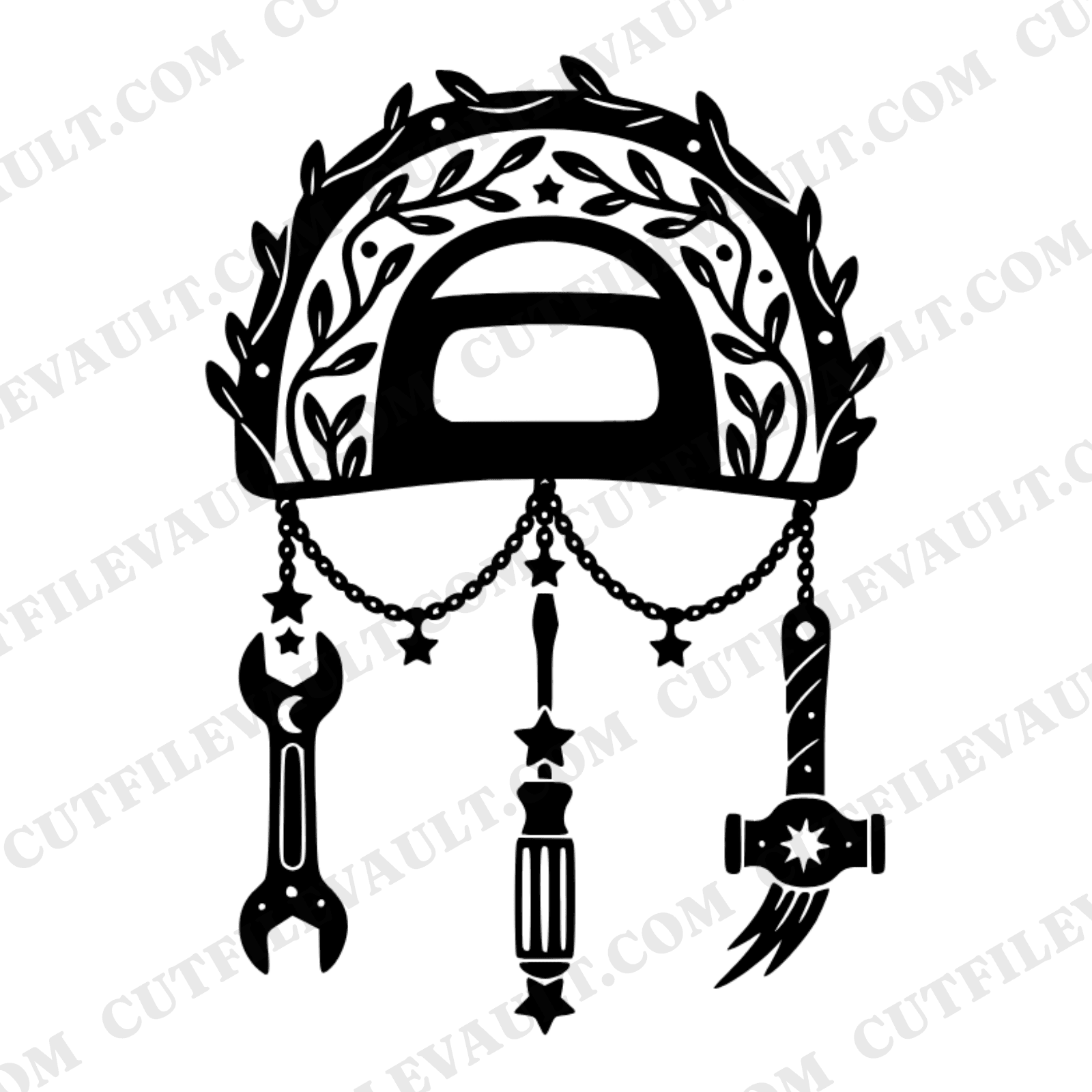 Father's Day Toolbox SVG PNG, Celestial Tools Cut File, Cottagecore Floral Dad Gift Design