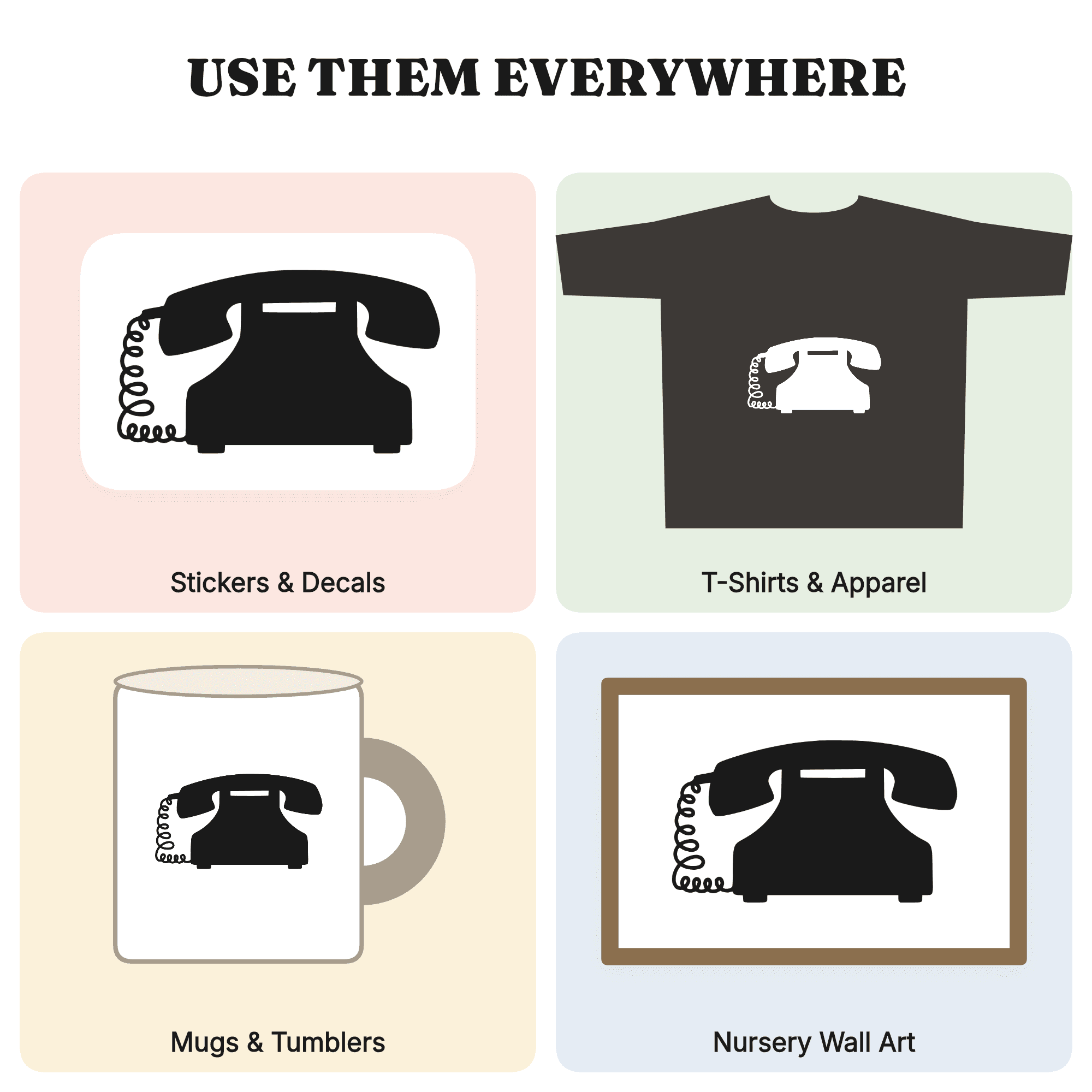 Vintage Rotary Telephone Heart SVG PNG, Retro Phone Mothers Day Cut File, Call Your Mother Design — view 3
