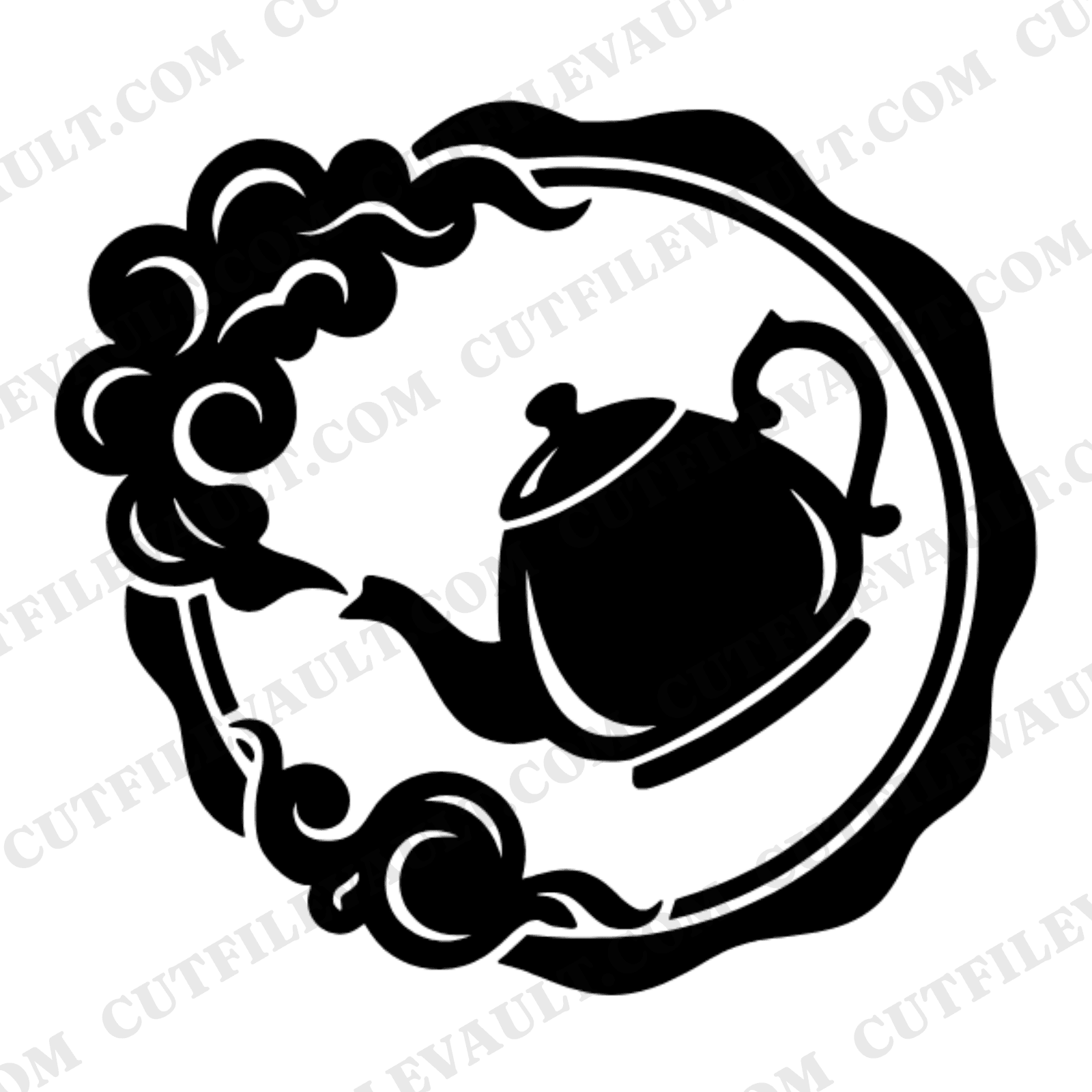 Vintage Tea Kettle Wax Seal SVG PNG, Retro 70s Mother's Day Emblem Cut File for Cricut