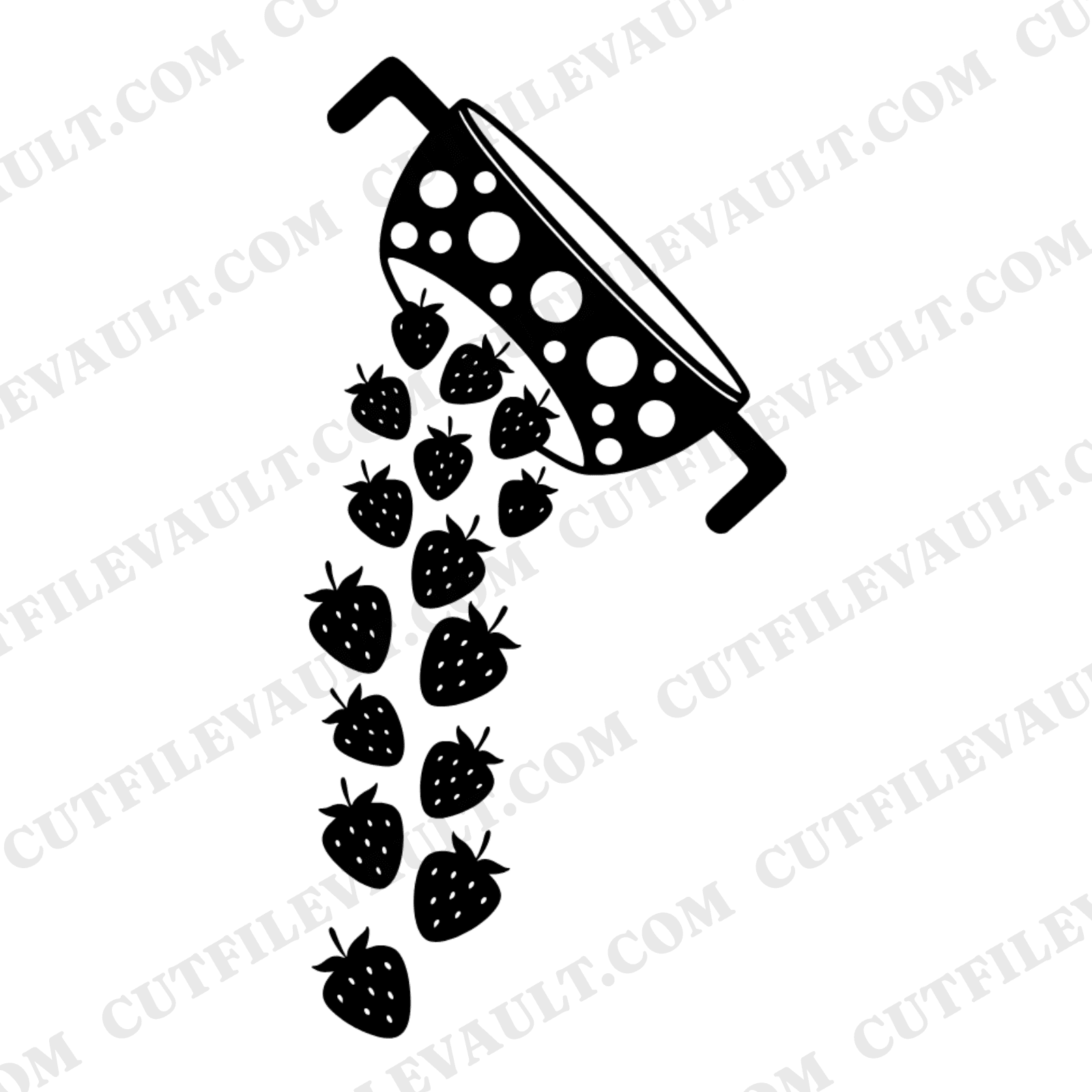 Strawberry Colander SVG PNG, Mid-Century Kitchen Cut File, National Strawberry Month Design