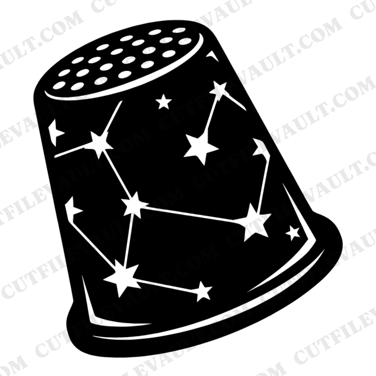 Celestial Thimble SVG PNG, Mother's Day Sewing Constellation Cut File, Vintage Craft Silhouette