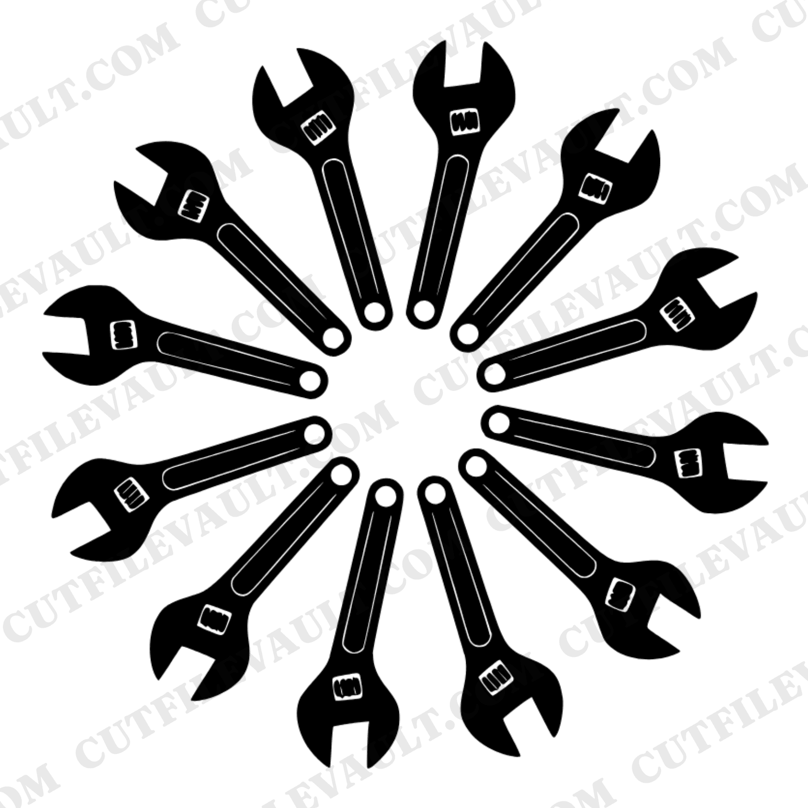 Labor Day Wrench Mandala SVG PNG, Vintage Tool Wreath Cut File, Cottagecore Industrial Design