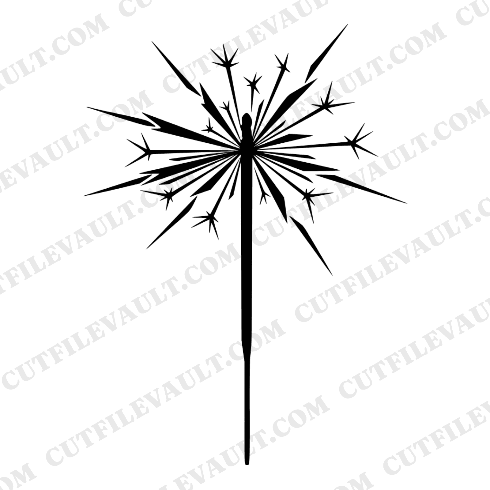 Vintage Sparkler Starburst SVG PNG Fourth of July Silhouette Cut File Patriotic Firework Design