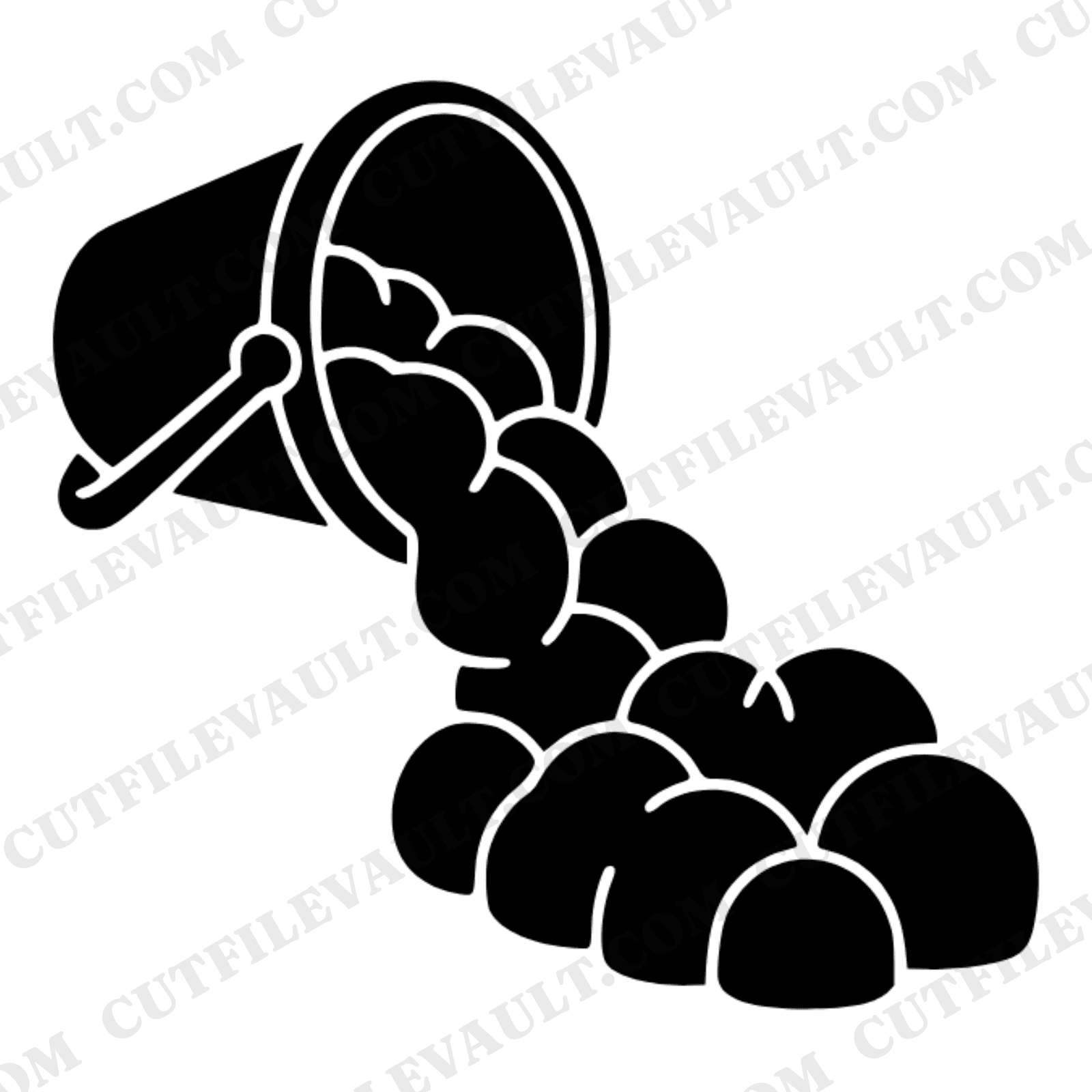 Tipped Beach Bucket SVG PNG Y2K Bubble Castle Cascade Cut File Summer Vacation Silhouette Design