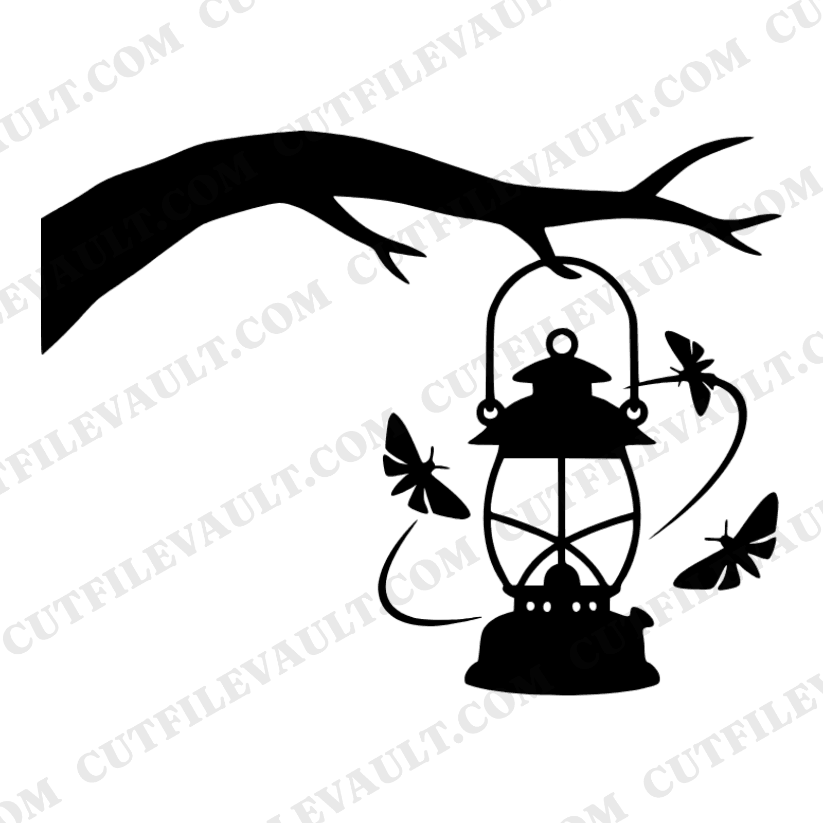 Memorial Day Camping Lantern SVG PNG, Boho Moth Tree Branch Cut File, Outdoor Adventure Clipart