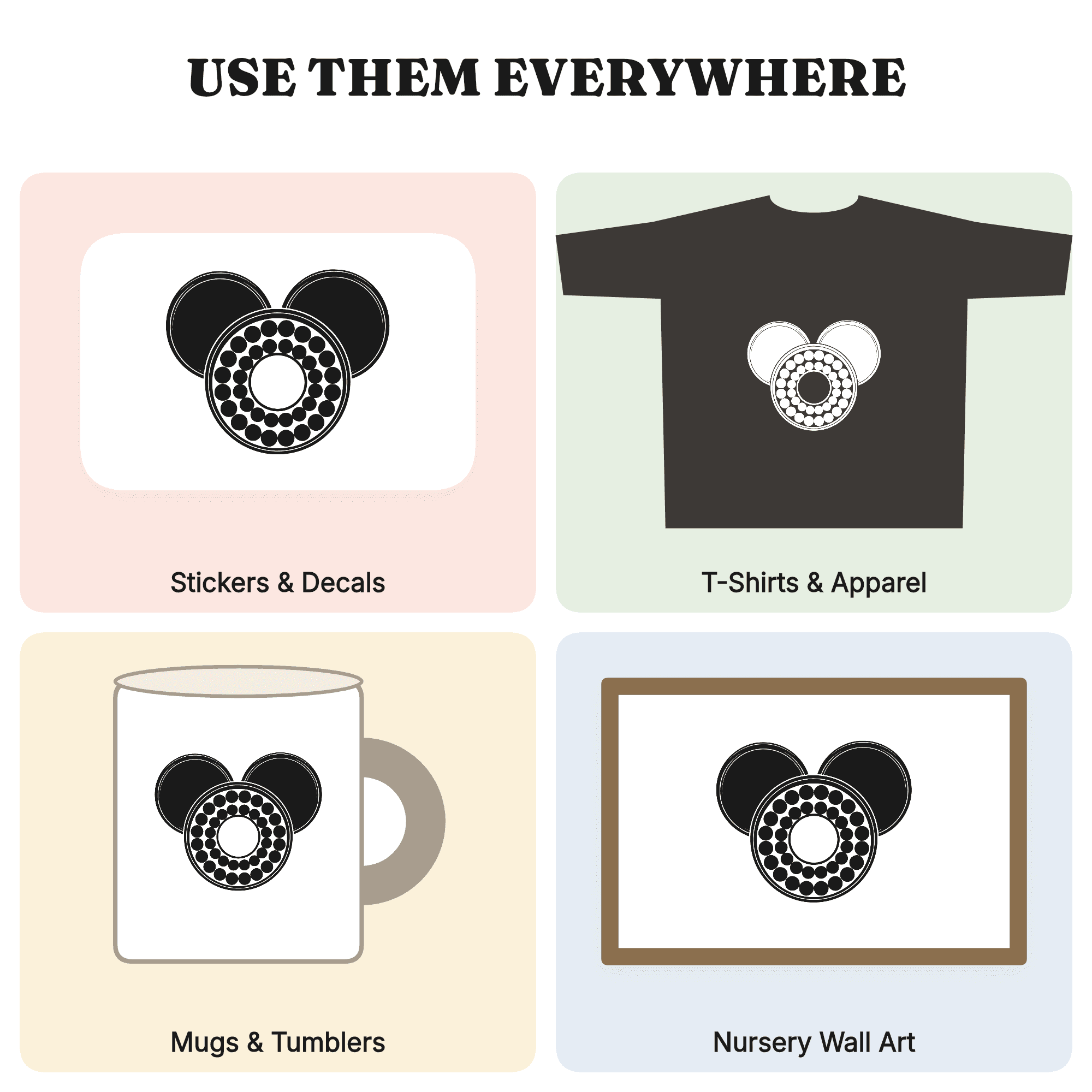 Retro Lunchbox Mandala SVG PNG, Midcentury School Flatlay Silhouette Cut File, Vintage 1950s — view 3