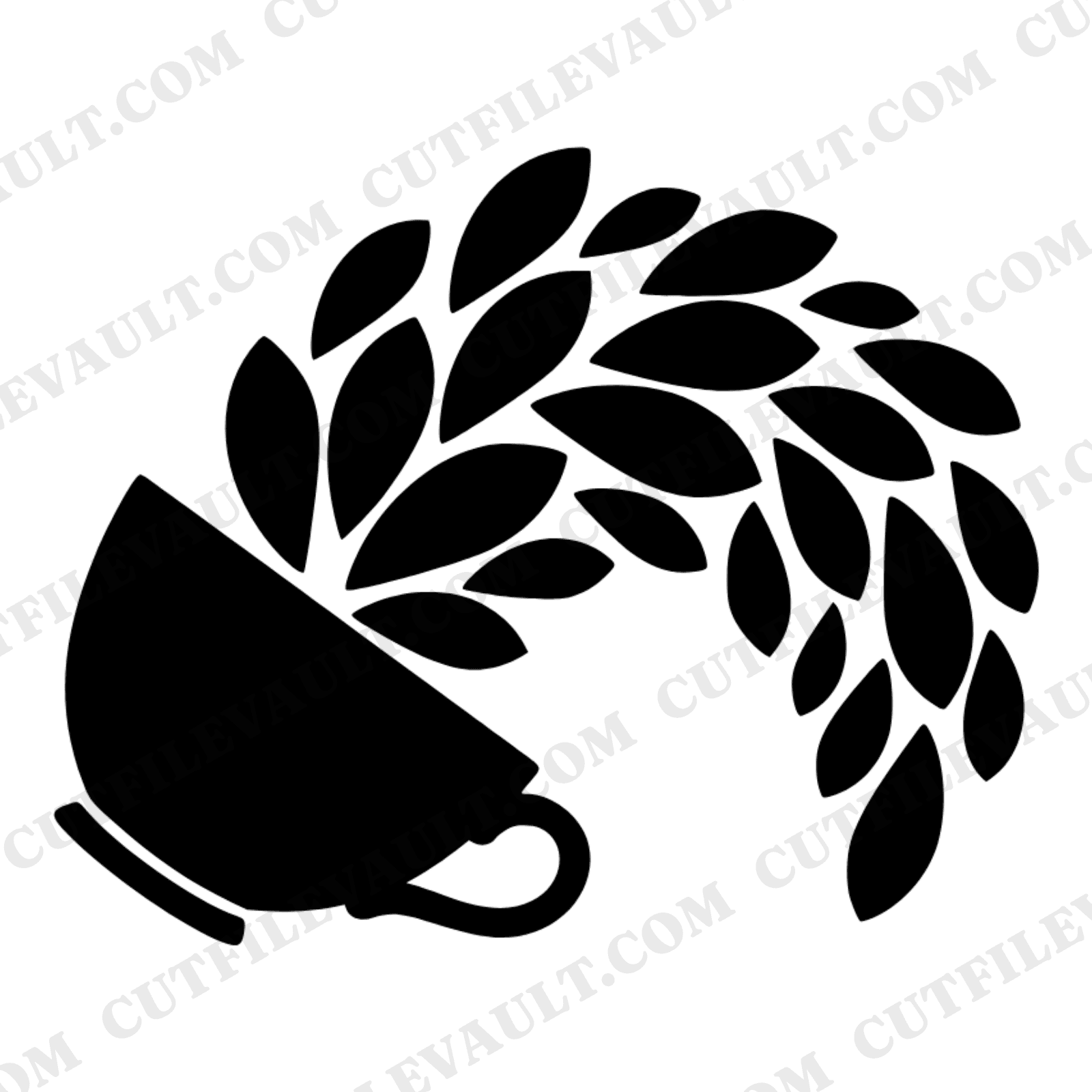 Vintage Teacup Planter SVG PNG, Cascading Succulent Mother's Day Cut File, Retro Teacup Silhouette