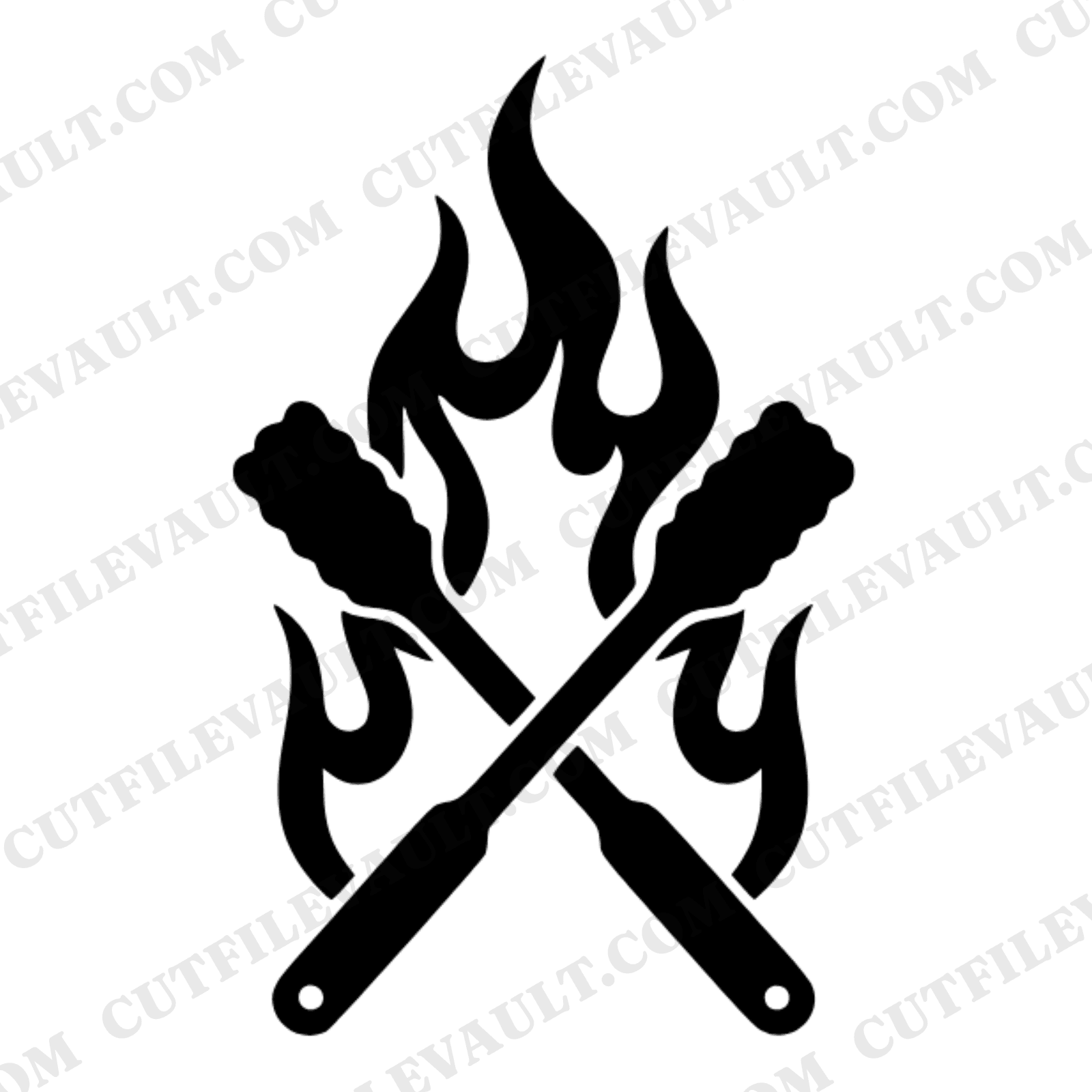 BBQ Tongs SVG PNG, Crossed Grill Tools with Flames, Boho Father's Day SVG Cut File for Cricut