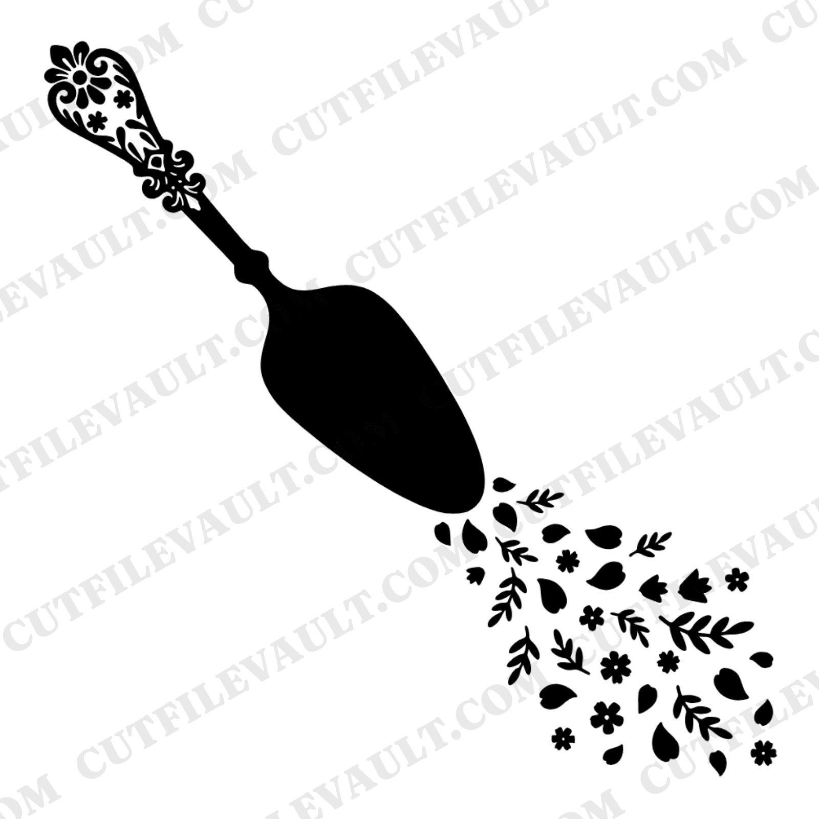 Wildflower Cake Server SVG PNG, Wedding Cake Cutter Silhouette, Floral Bridal Shower Cut File