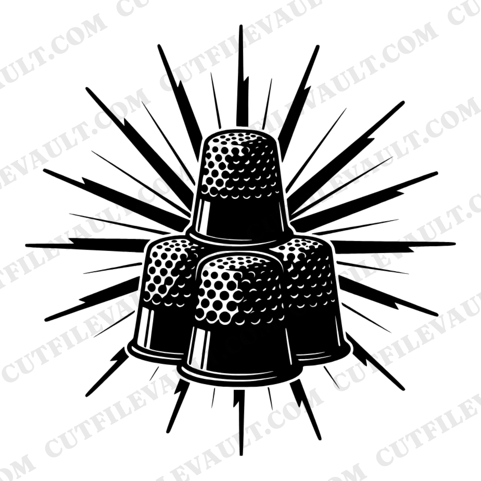Celestial Thimble Pyramid SVG PNG, Art Deco Sunburst Sewing Cut File, Crafty Mom Mother's Day Design