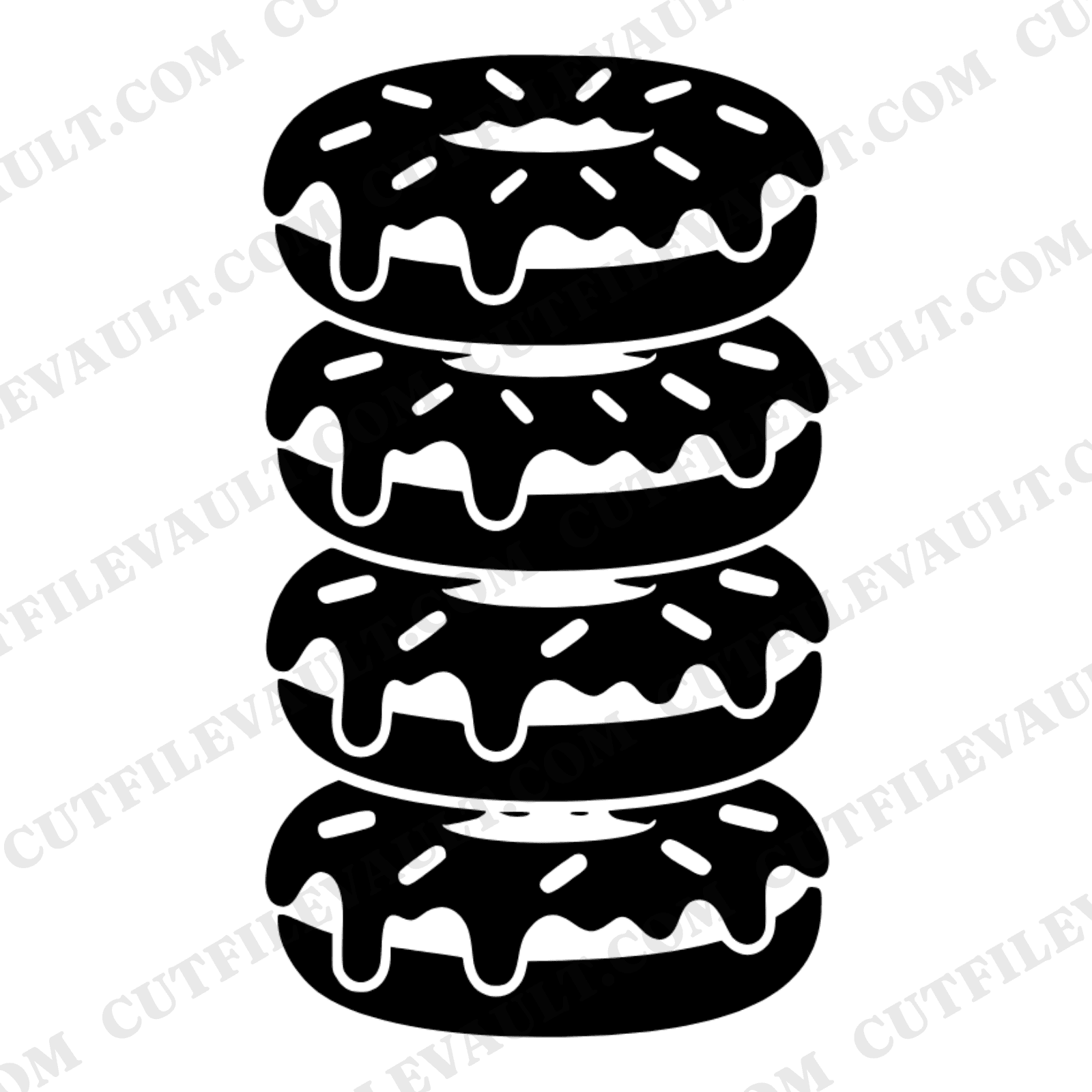 Groovy Stacked Donuts Tower SVG PNG, National Donut Day Cut File, Retro 70s Donut Silhouette