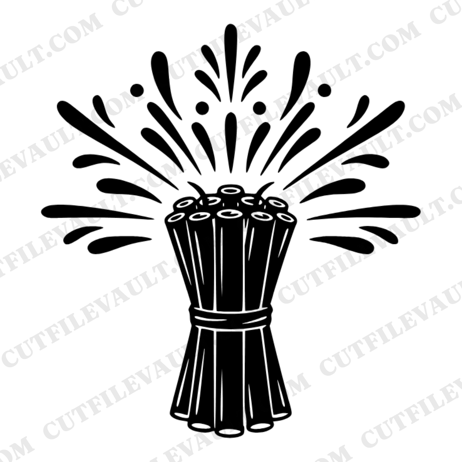 Folk Art Firecracker SVG PNG, Boho Independence Day Starburst Sparks Cut File, 4th of July Craft