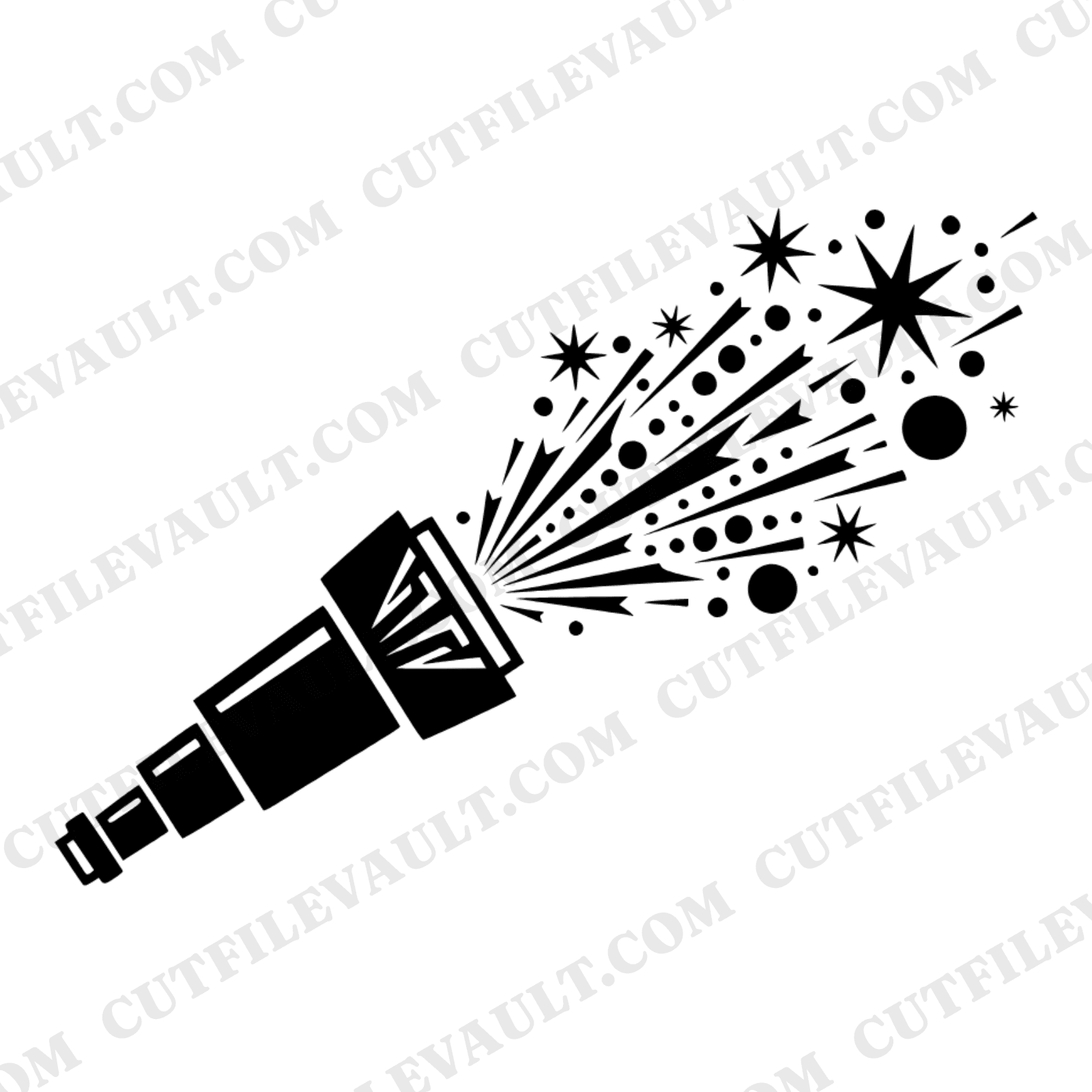 Cosmic Telescope SVG PNG Art Deco Astronomy Meteor Watch Day Cut File Starburst Design