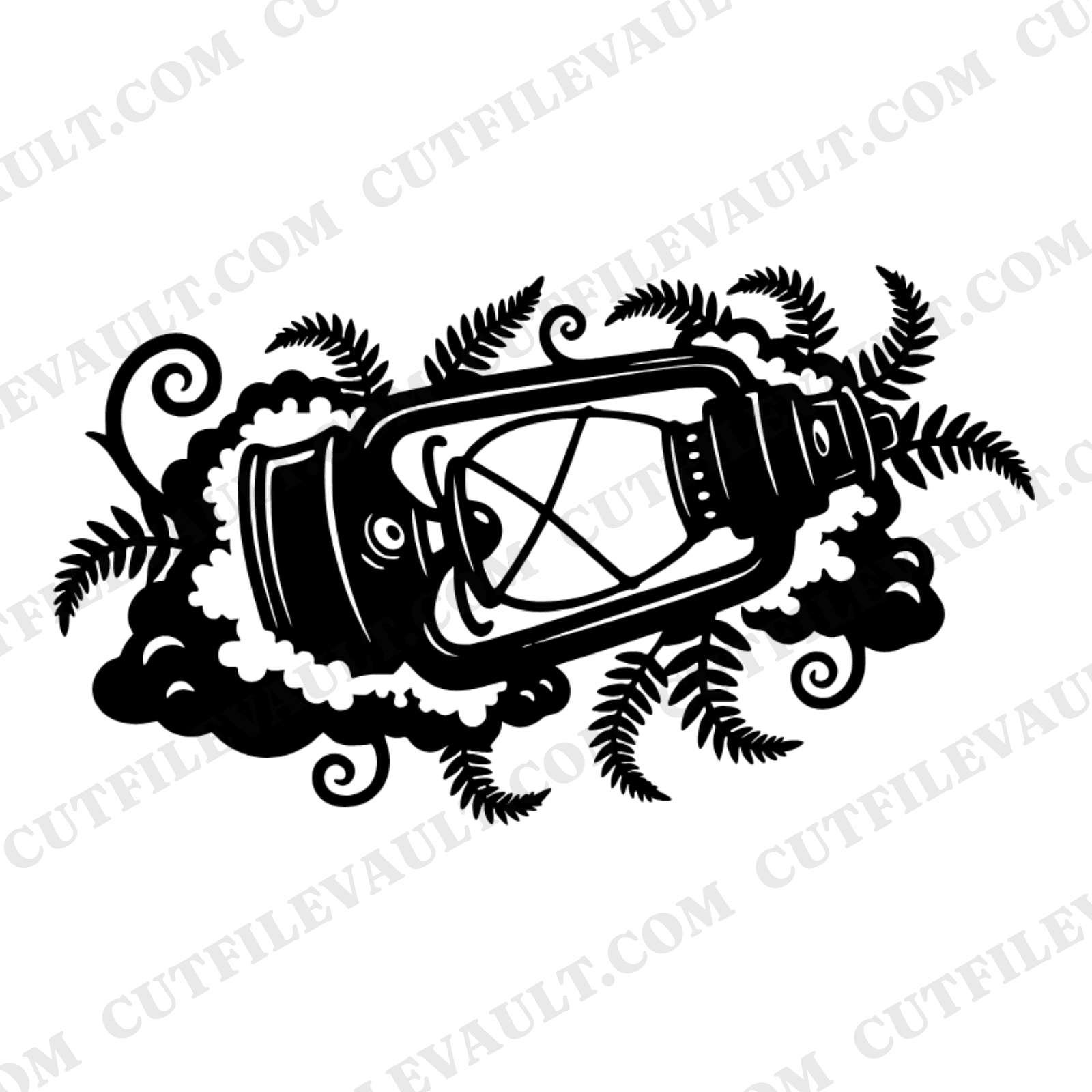 Mother's Day Oil Lamp SVG PNG, Cottagecore Ferns Moss Silhouette, Boho Motherhood Gift Cut File