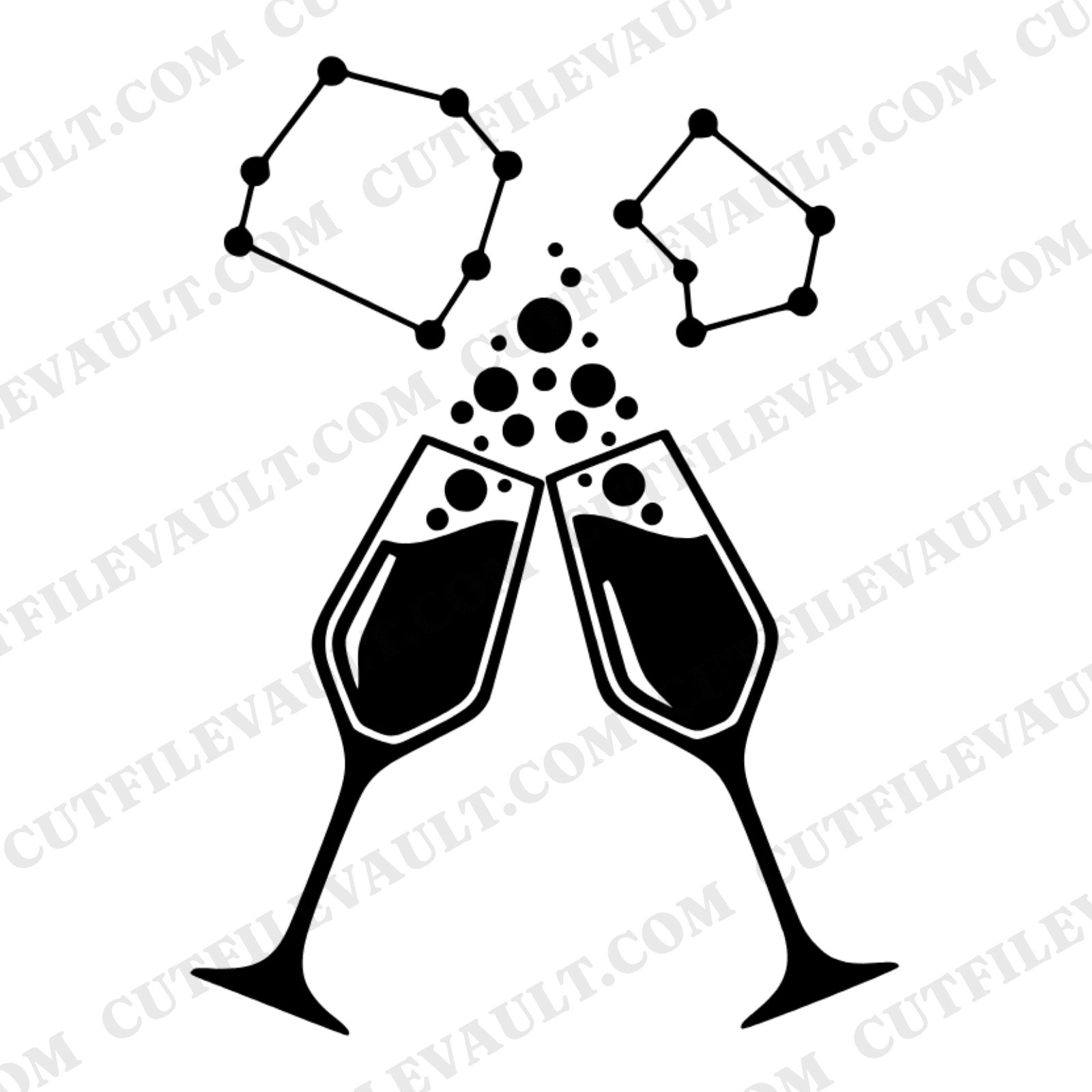 Celestial Toast Champagne Flutes SVG PNG, Star Constellation Wedding Cut File, Bridal Shower Decor