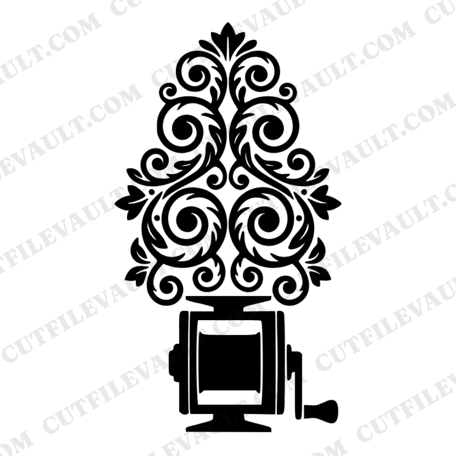 Vintage Fishing Reel Monogram Frame SVG PNG, Heraldic Crest Cut File, Father's Day Design