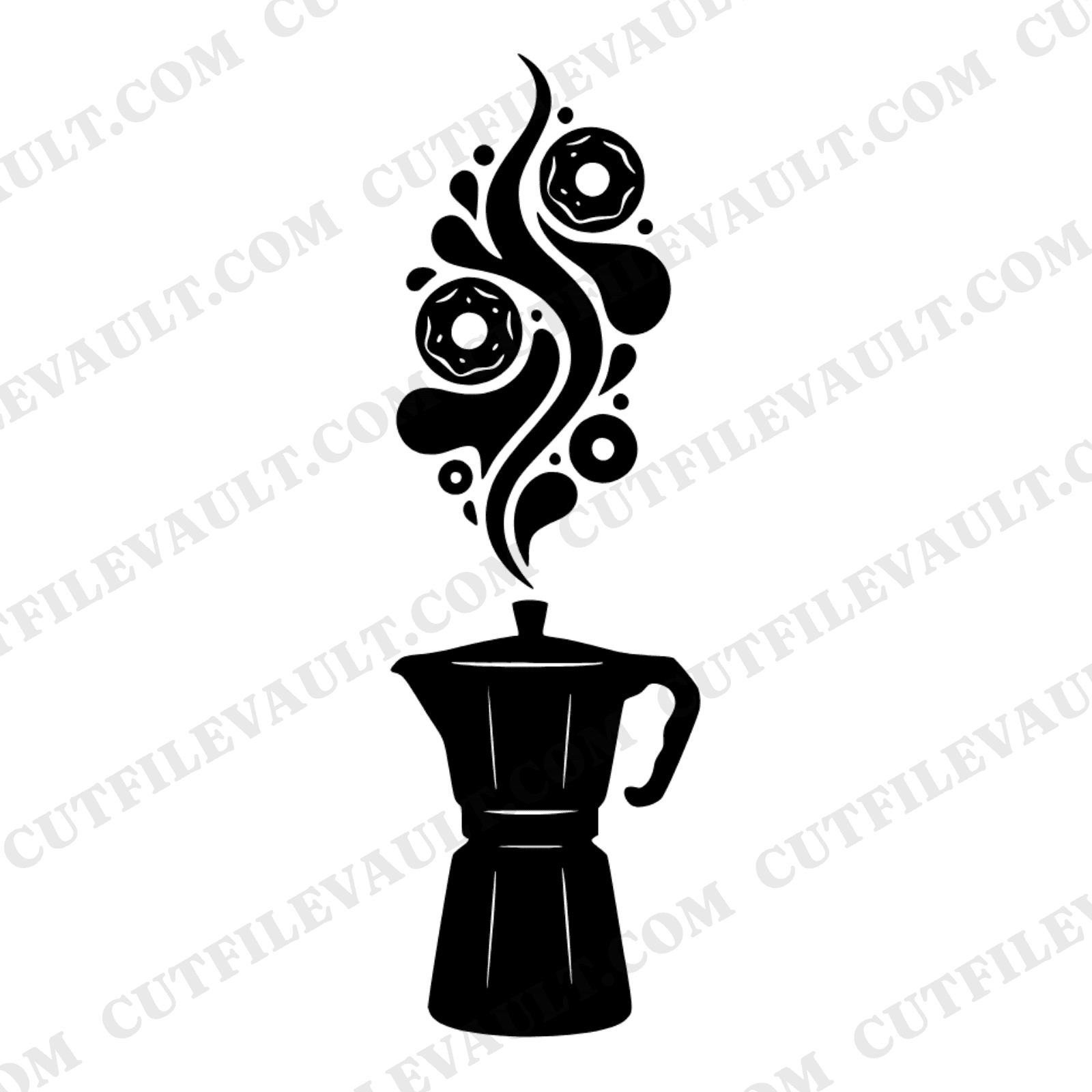 Vintage Coffee Percolator Donut SVG PNG, National Donut Day Cut File, Retro Kitchen Clipart