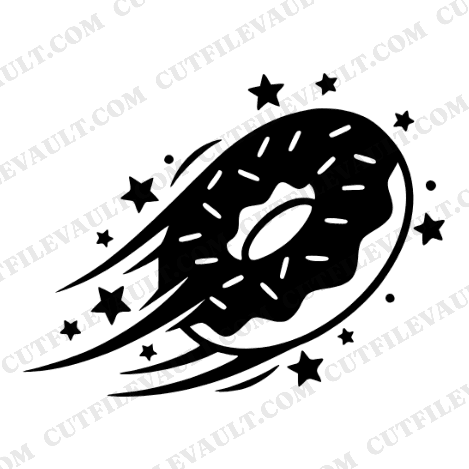 Kawaii Donut Rolling Through Stars SVG PNG, Celestial Mystical Donut Cut File, National Donut Day
