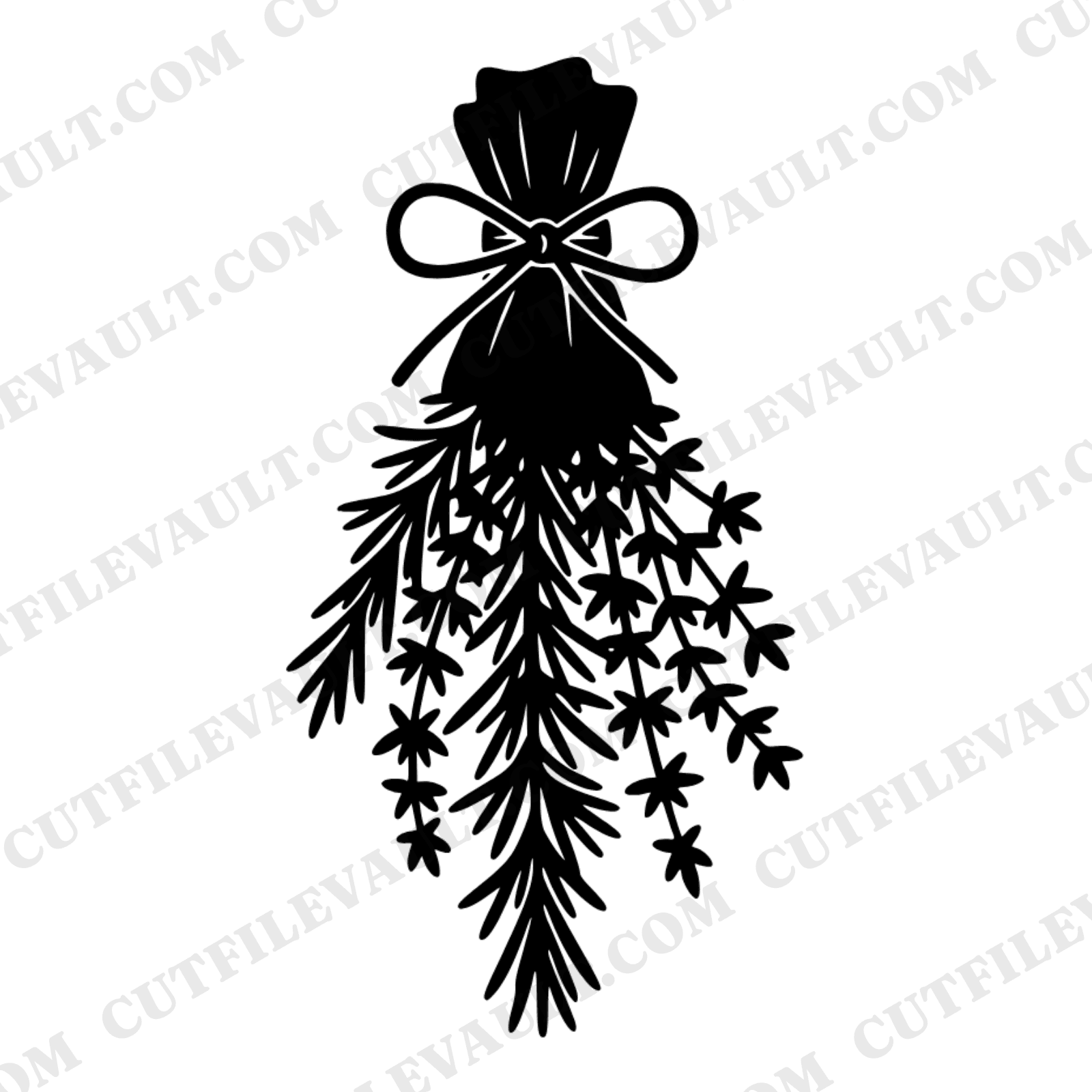 Rustic Herb Bundle SVG PNG, Rosemary Thyme Sachet Cut File, Wedding Favor Silhouette, Kitchen Decor