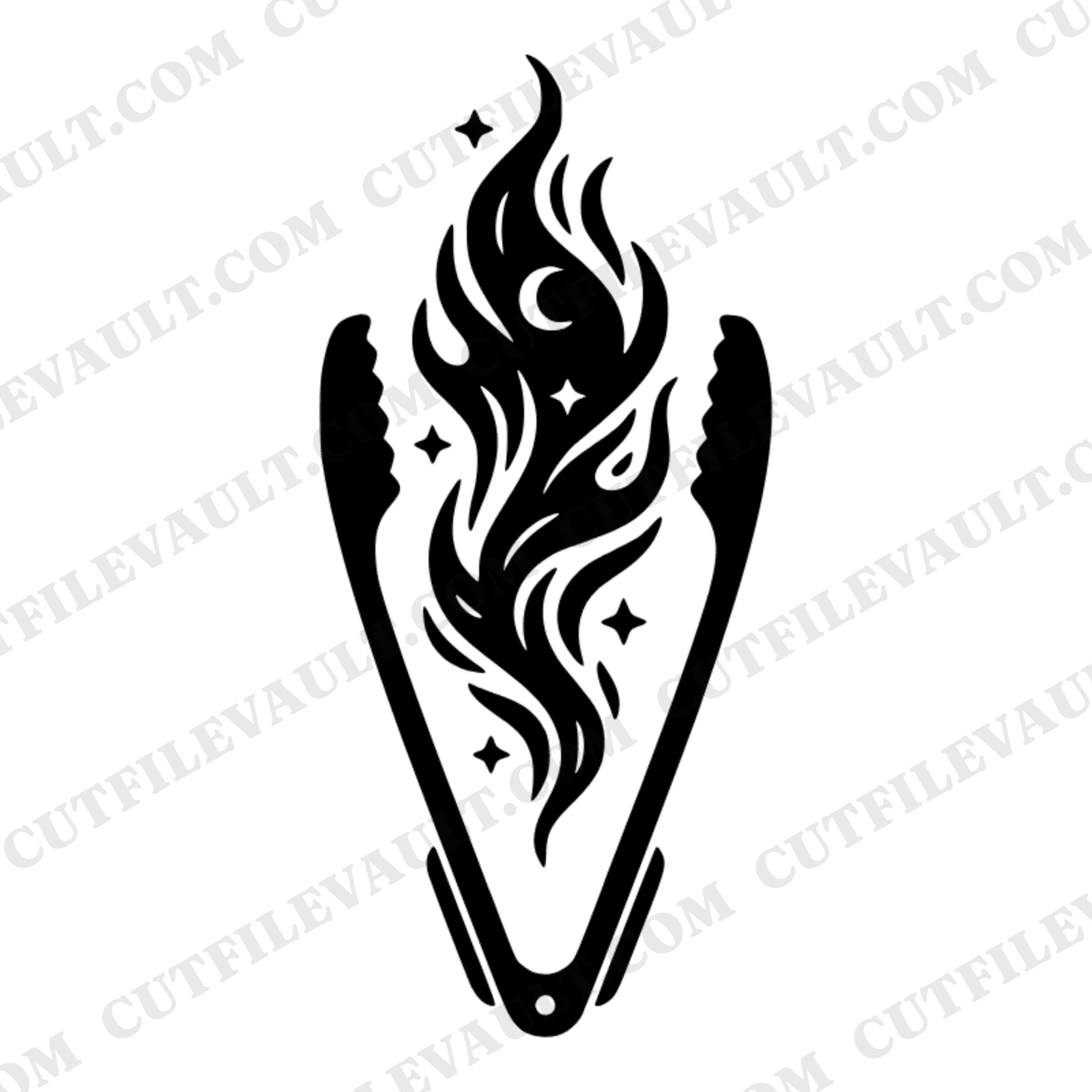 Celestial Grillmaster BBQ Tongs SVG PNG, Mystical Flames Father's Day Cut File, Spiritual Dad Gift