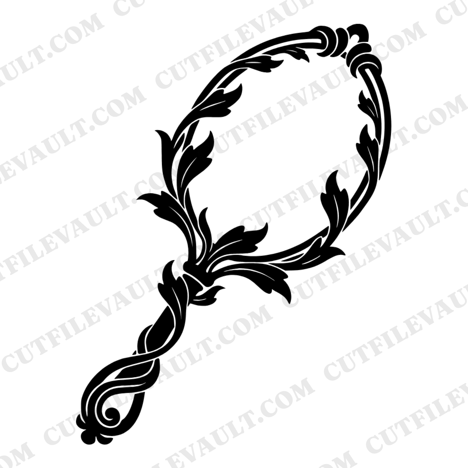 Vintage Hand Mirror SVG PNG, Art Nouveau Floral Vines, Bridal Shower Wedding Decor Cut File