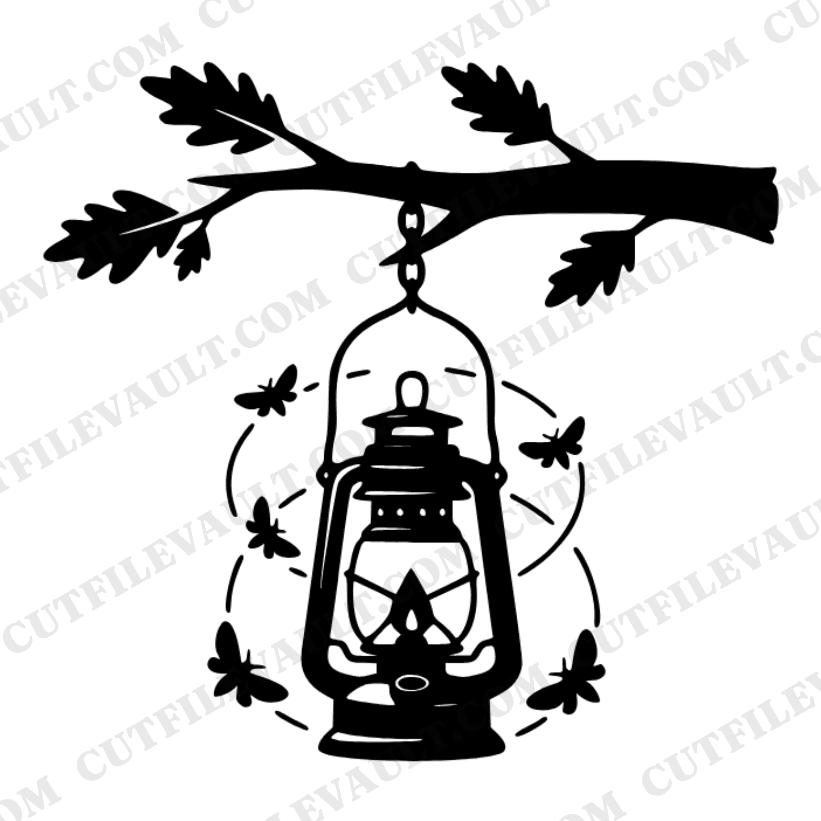 Vintage Lantern with Moths SVG PNG, Cottagecore Camping Lantern Cut File, Father's Day SVG Design