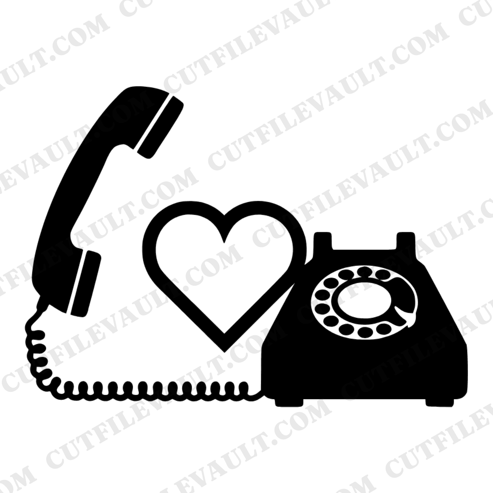 Retro Rotary Phone Heart SVG PNG Mother's Day Cut File 1970s Groovy Telephone Connection