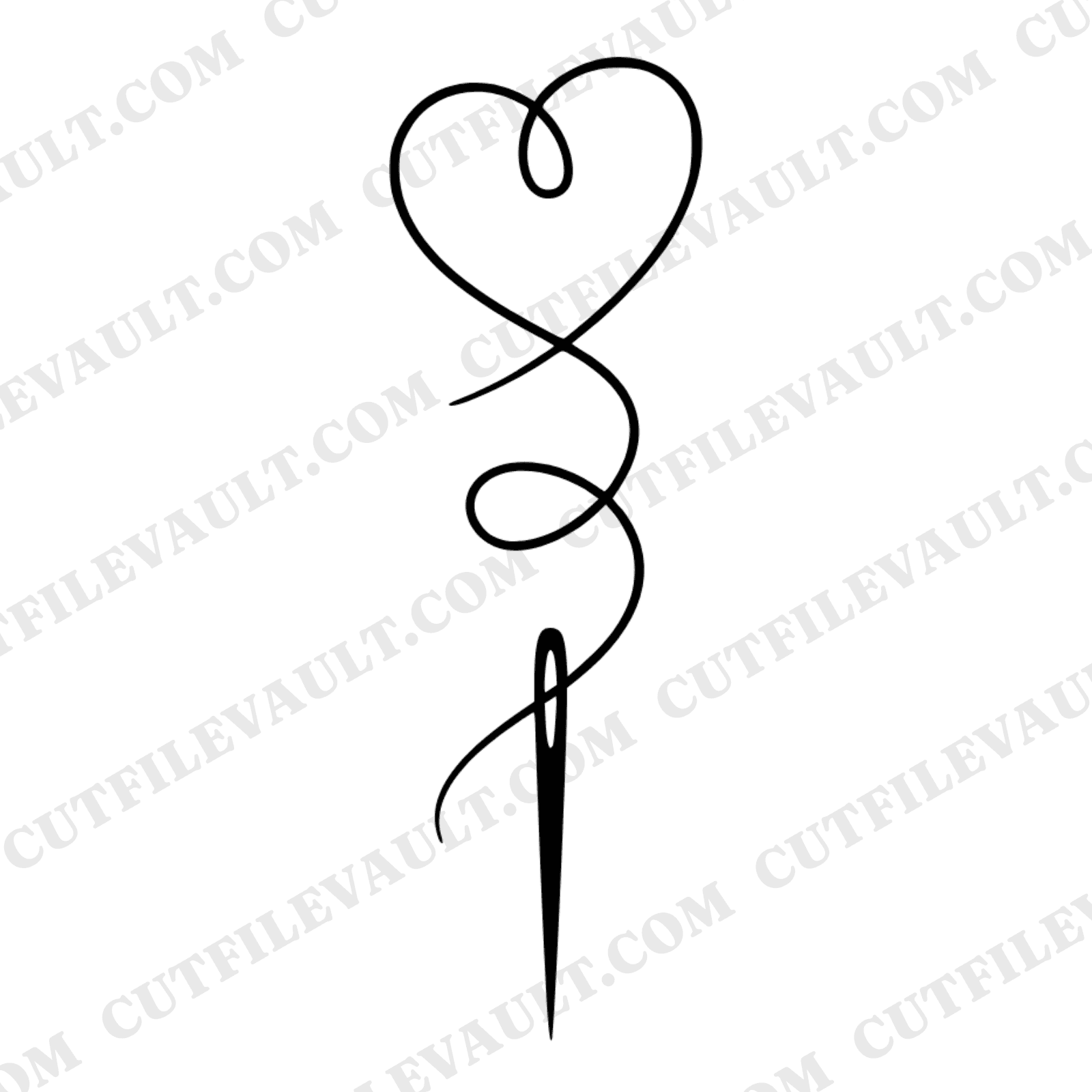 Sewing Needle Heart SVG PNG, Mothers Day Thread Silhouette, Cottagecore Floral Craft Cut File