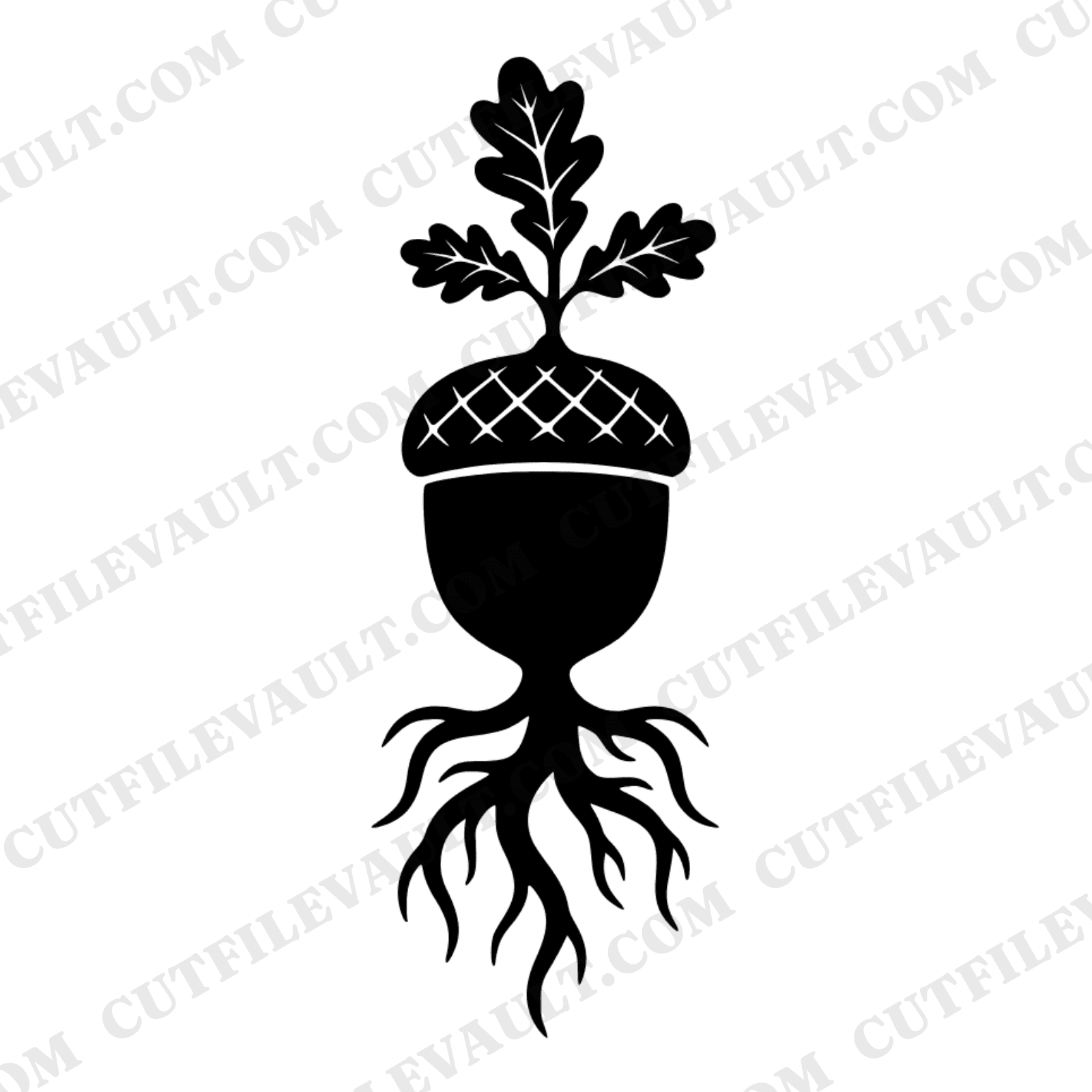 Acorn Life Cycle SVG PNG, Retro 70s Nature Growth Renewal Cut File, Oak Tree Sapling Roots Silhouette