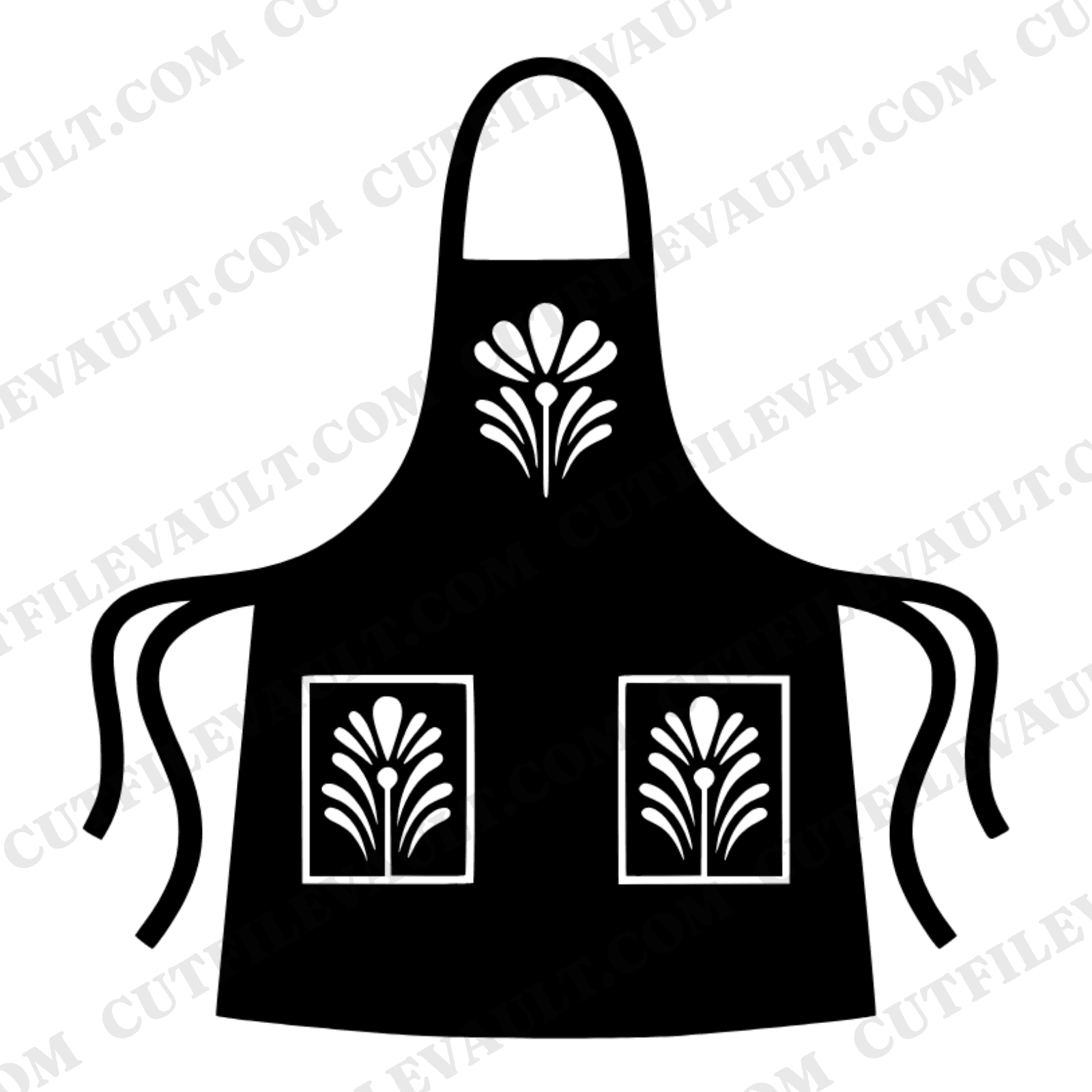 Vintage Apron SVG PNG Folk Art Floral Papercut Silhouette Cut File for Mother's Day Crafts